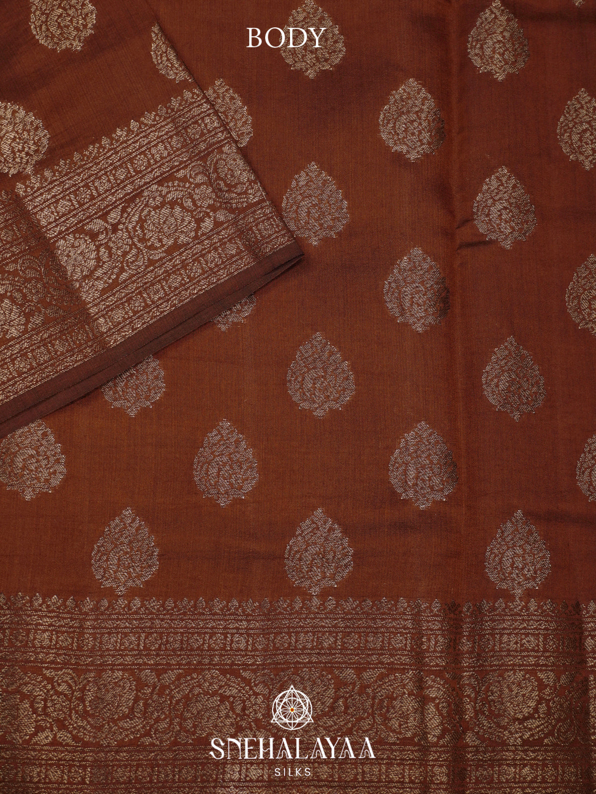 Brown Chiniya Silk Saree