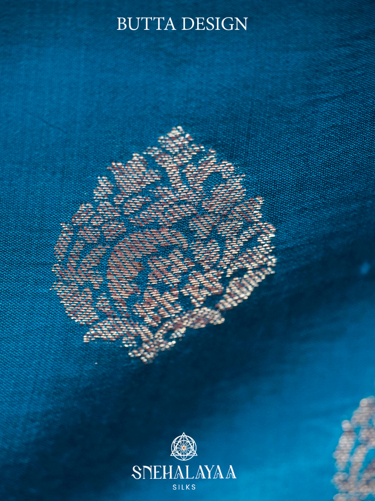 Peacock Blue Chiniya Silk Saree