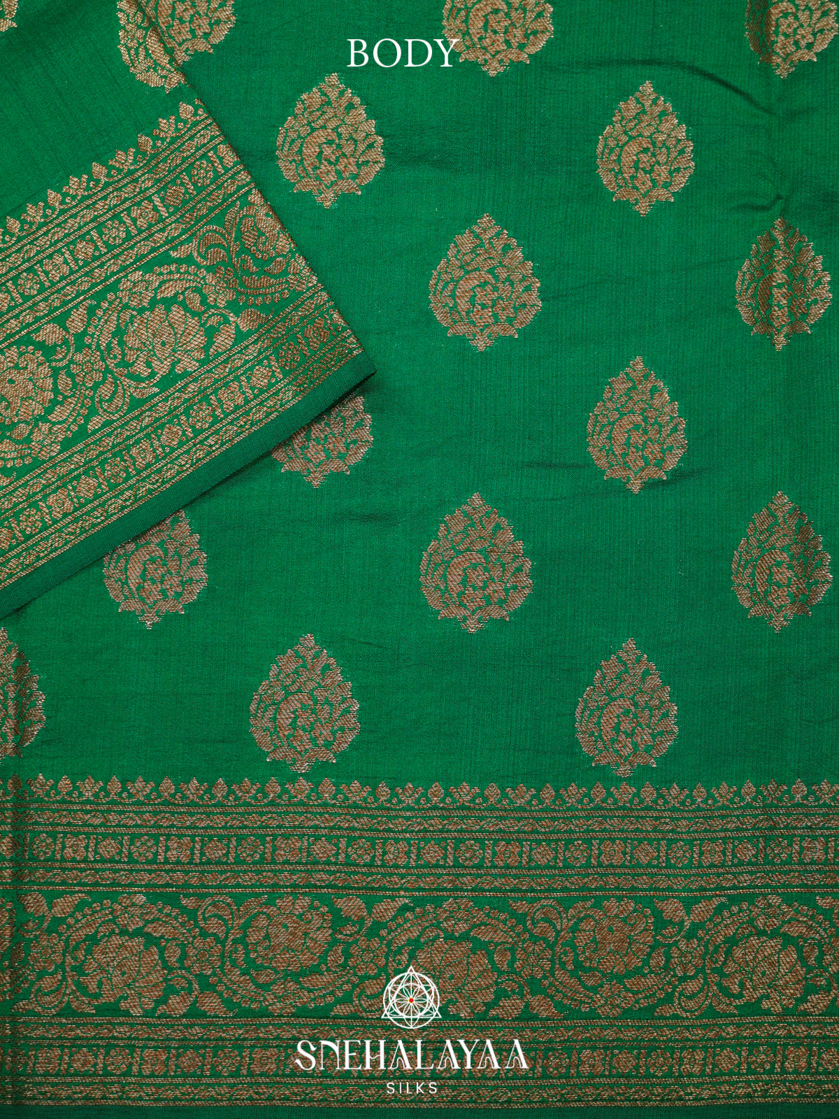 Forest Green Chiniya Silk Saree