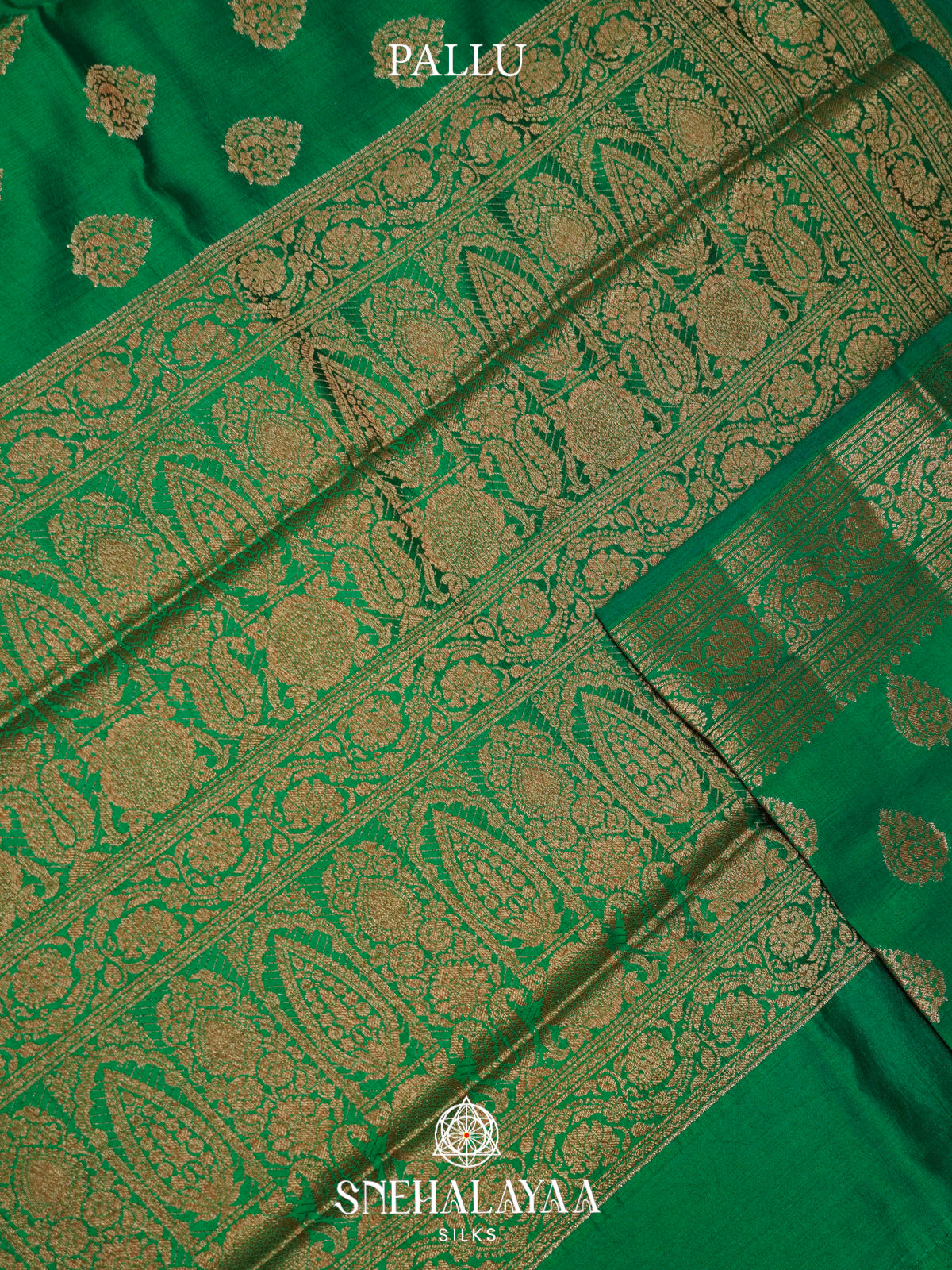 Forest Green Chiniya Silk Saree