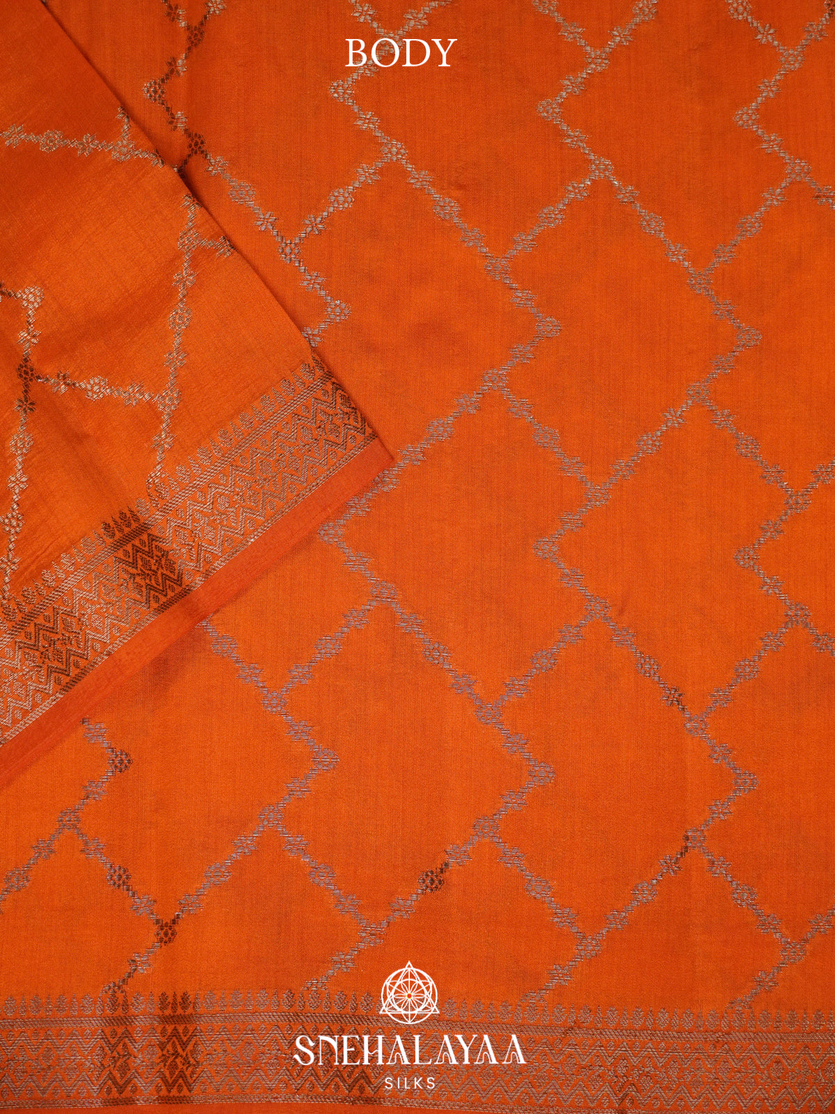 Orange Chiniya Silk Saree