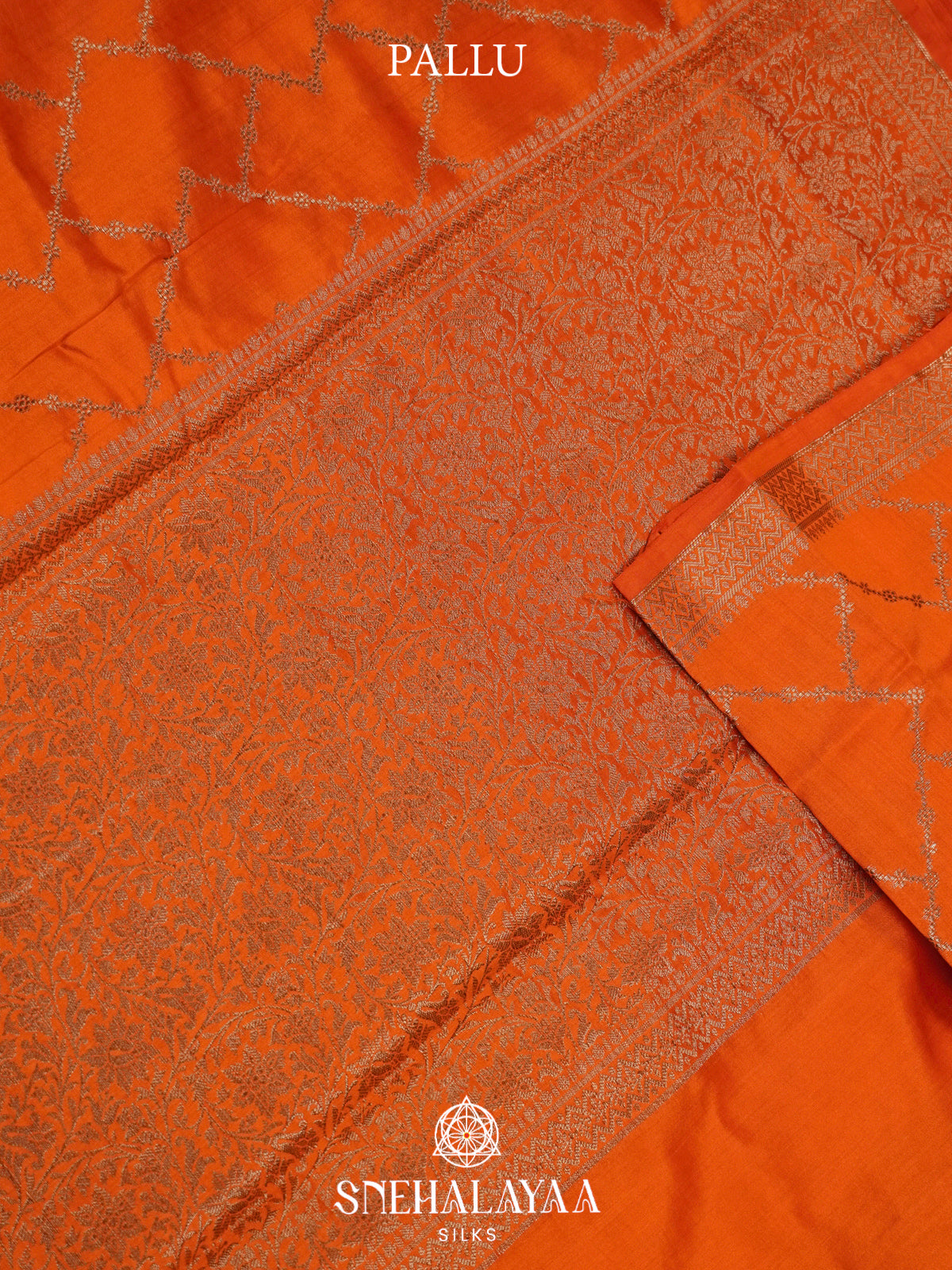 Orange Chiniya Silk Saree