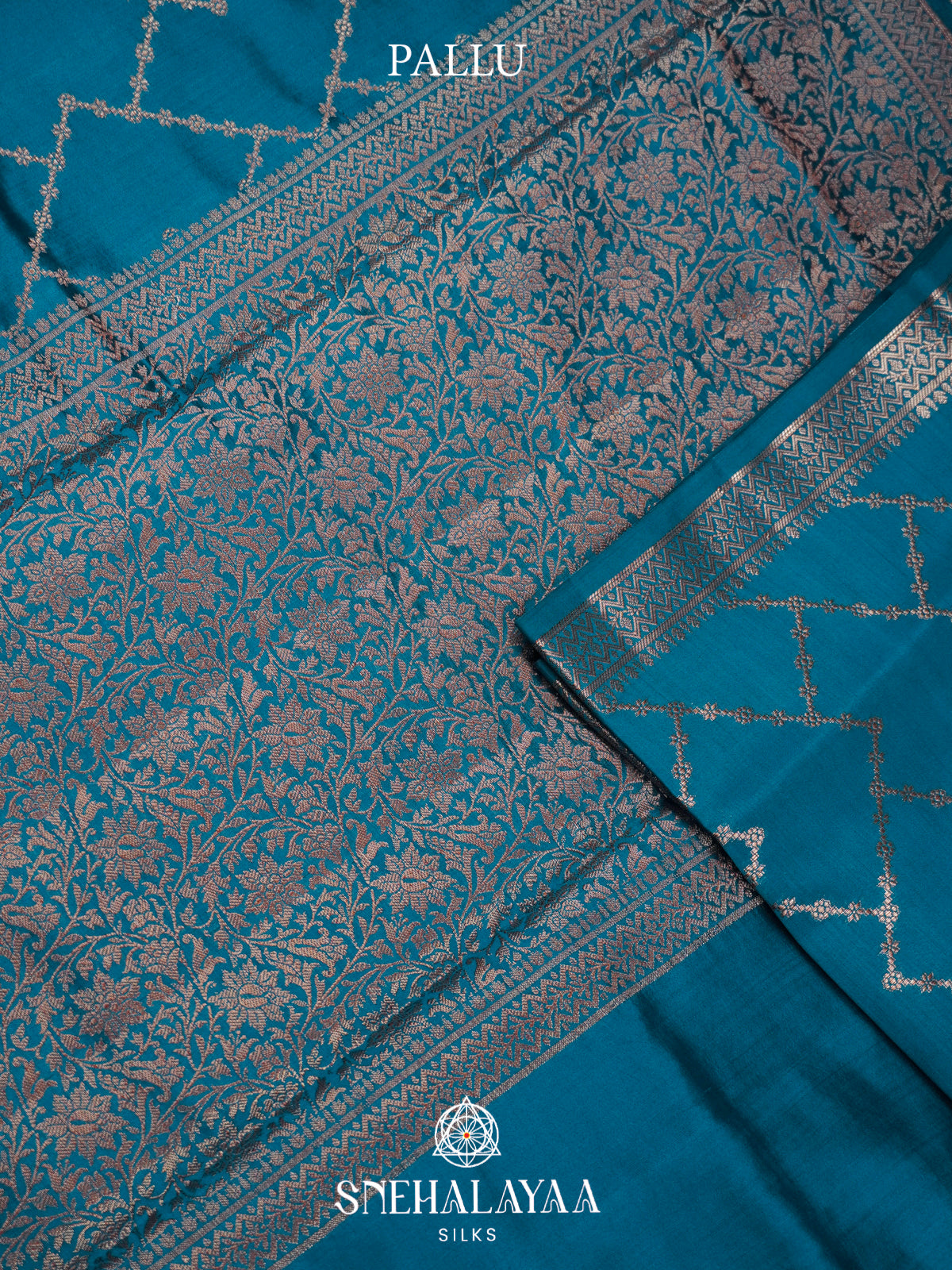 Peacock Blue Chiniya Silk Saree