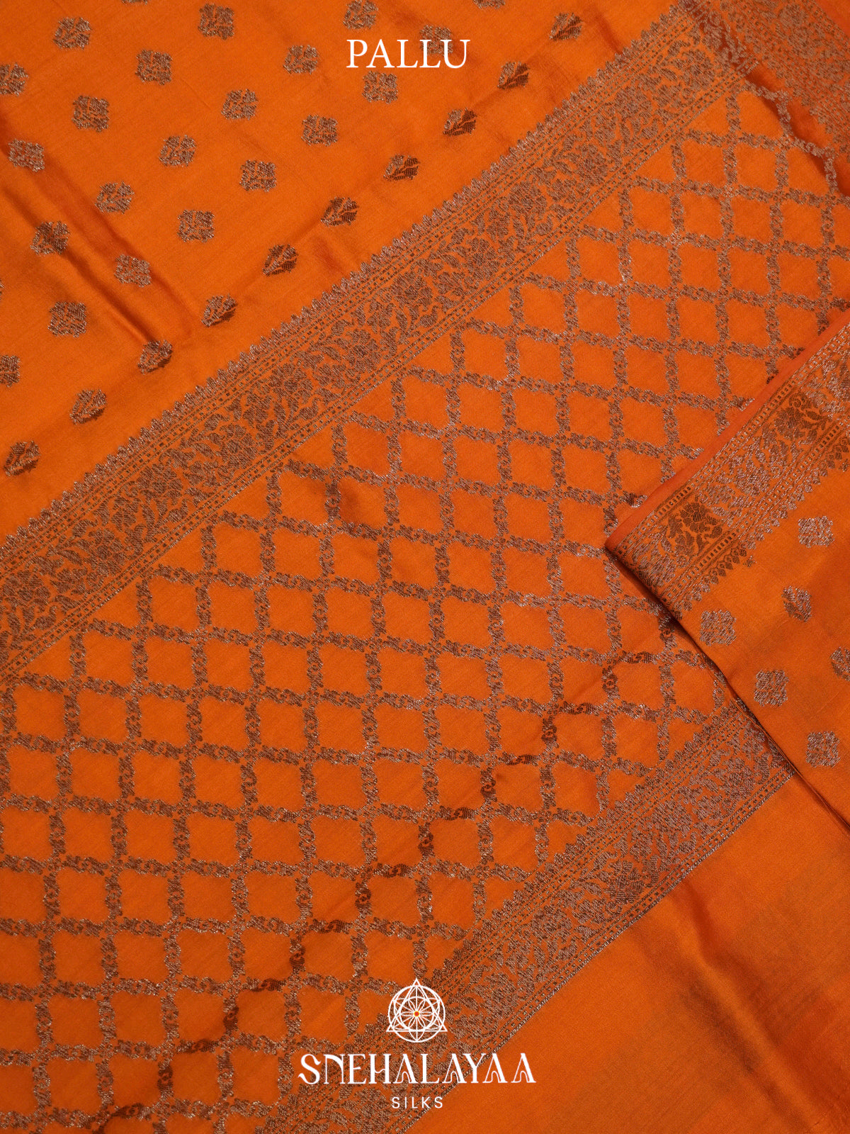 Orange Chiniya Silk Saree
