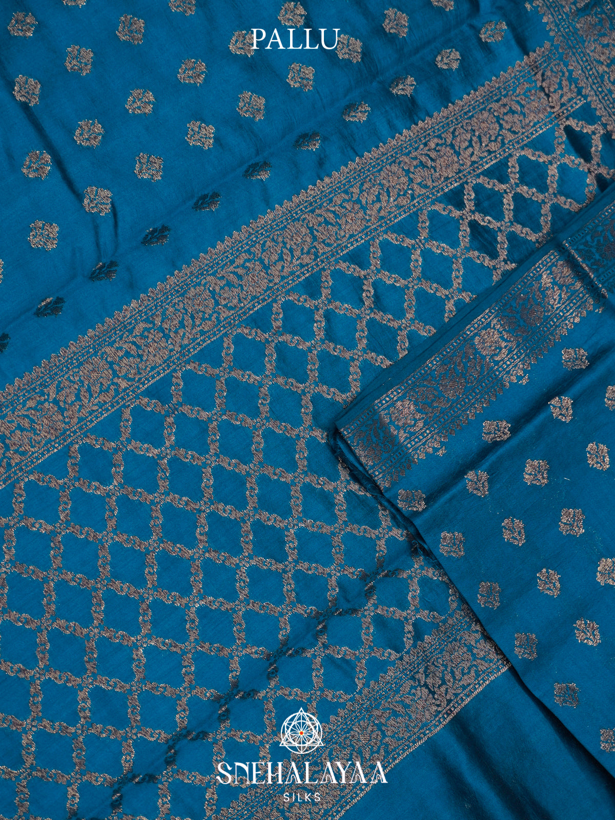 Peacock Blue Chiniya Silk Saree