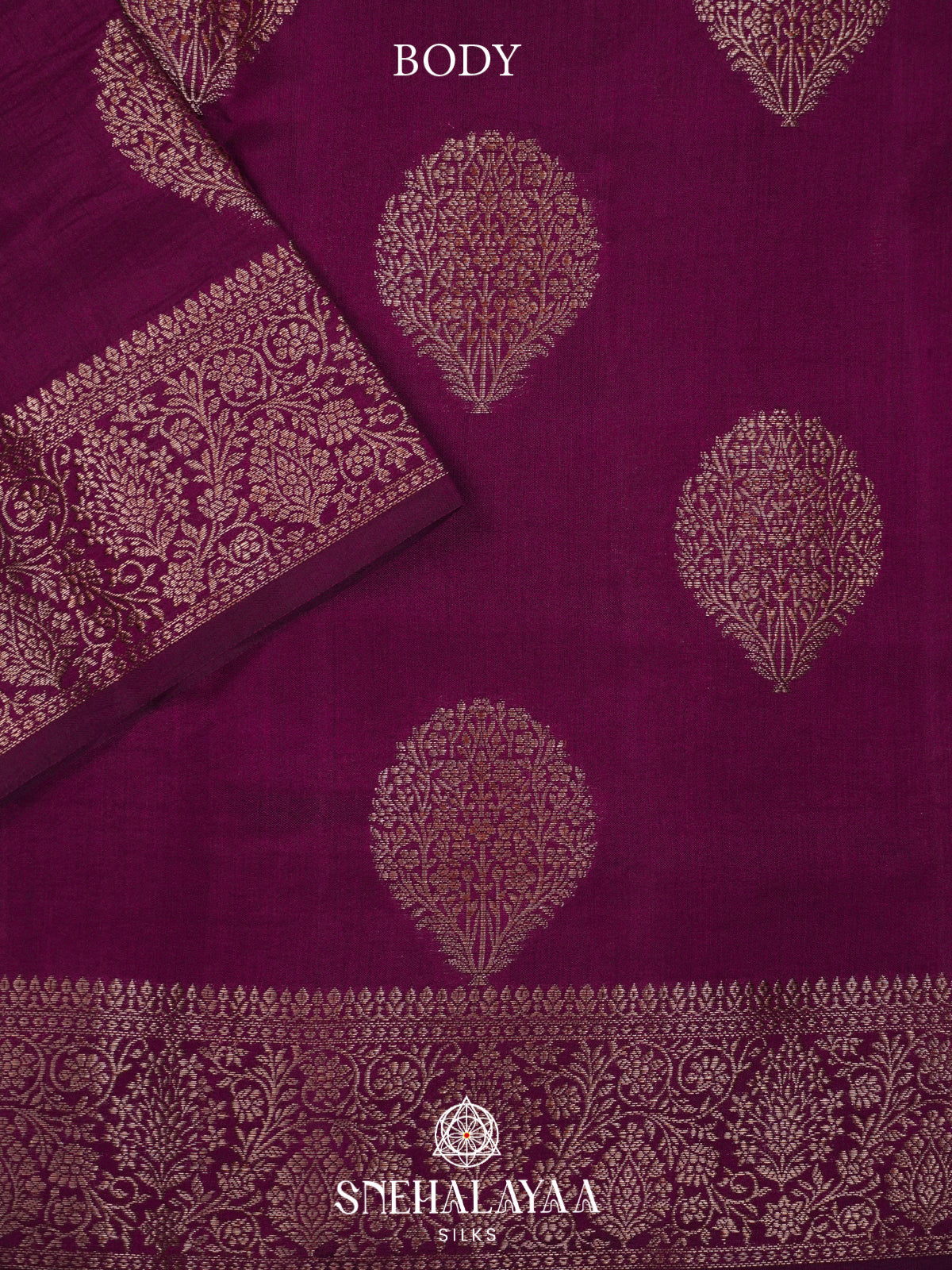 Magenta Chiniya Silk Saree