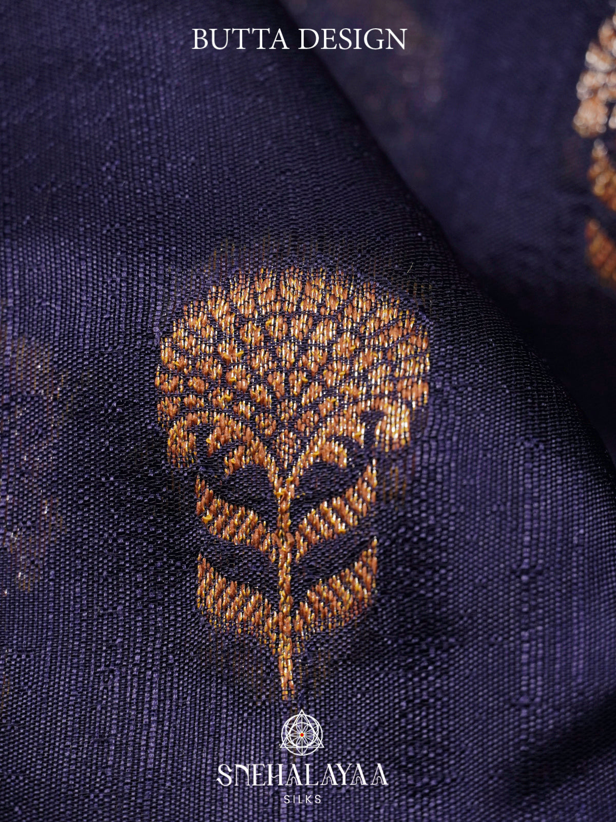 Navy Blue Banaras Raw Silk Saree
