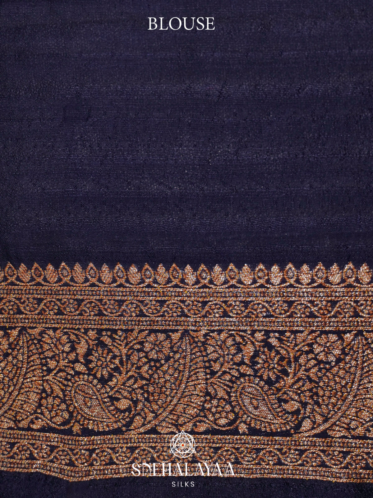 Navy Blue Banaras Raw Silk Saree