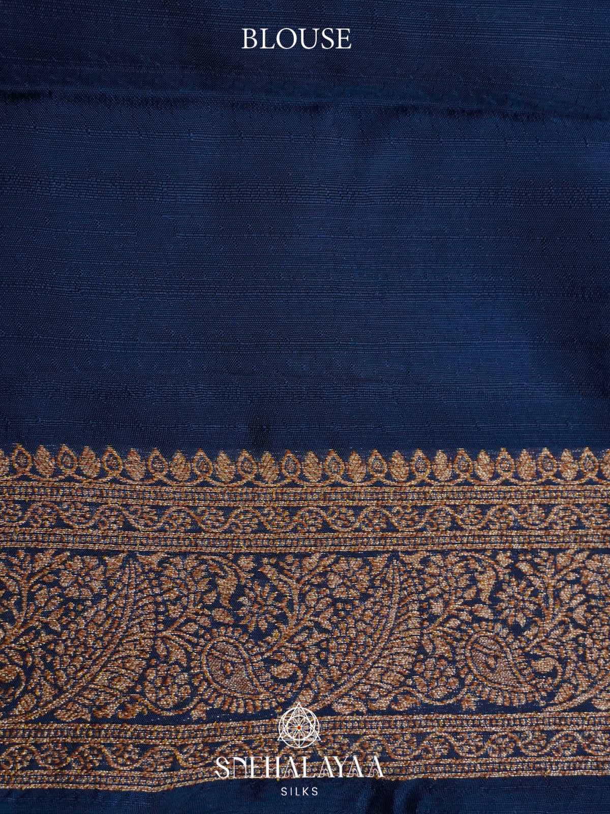Navy Blue Banaras Raw Silk Saree