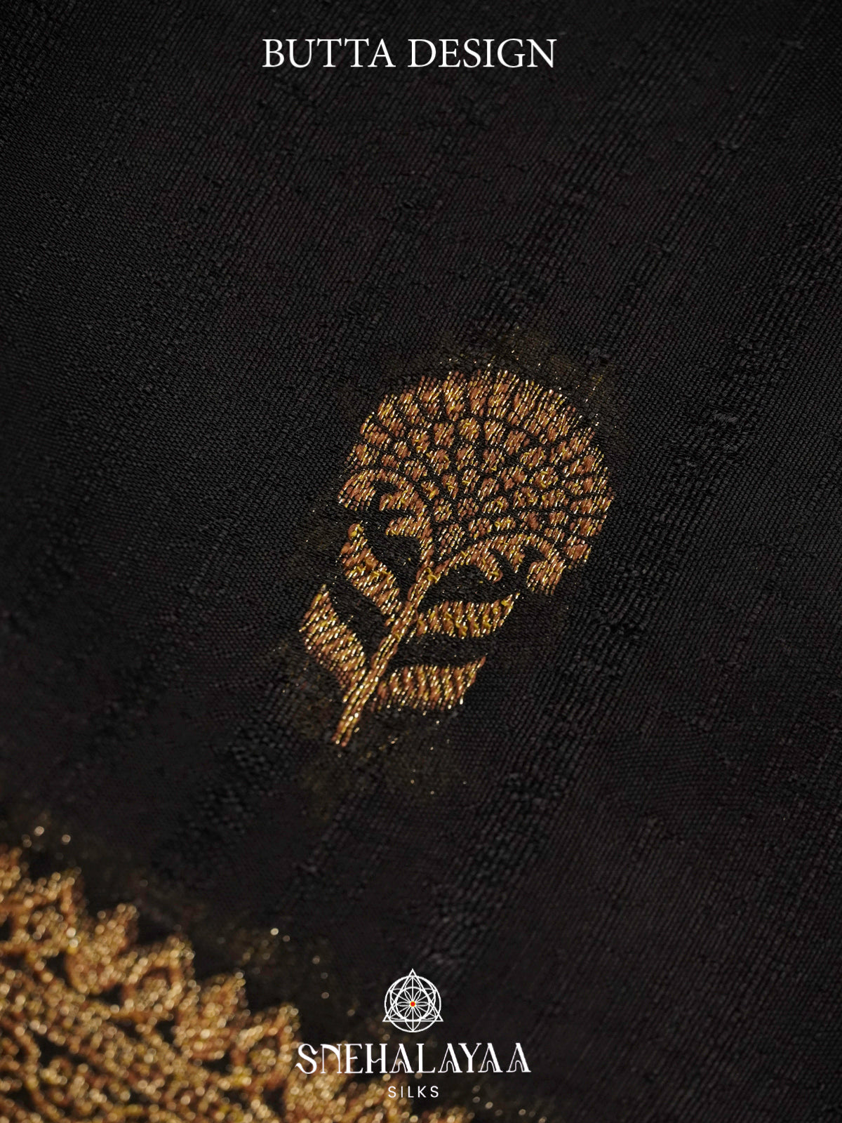 Black Banaras Raw Silk Saree