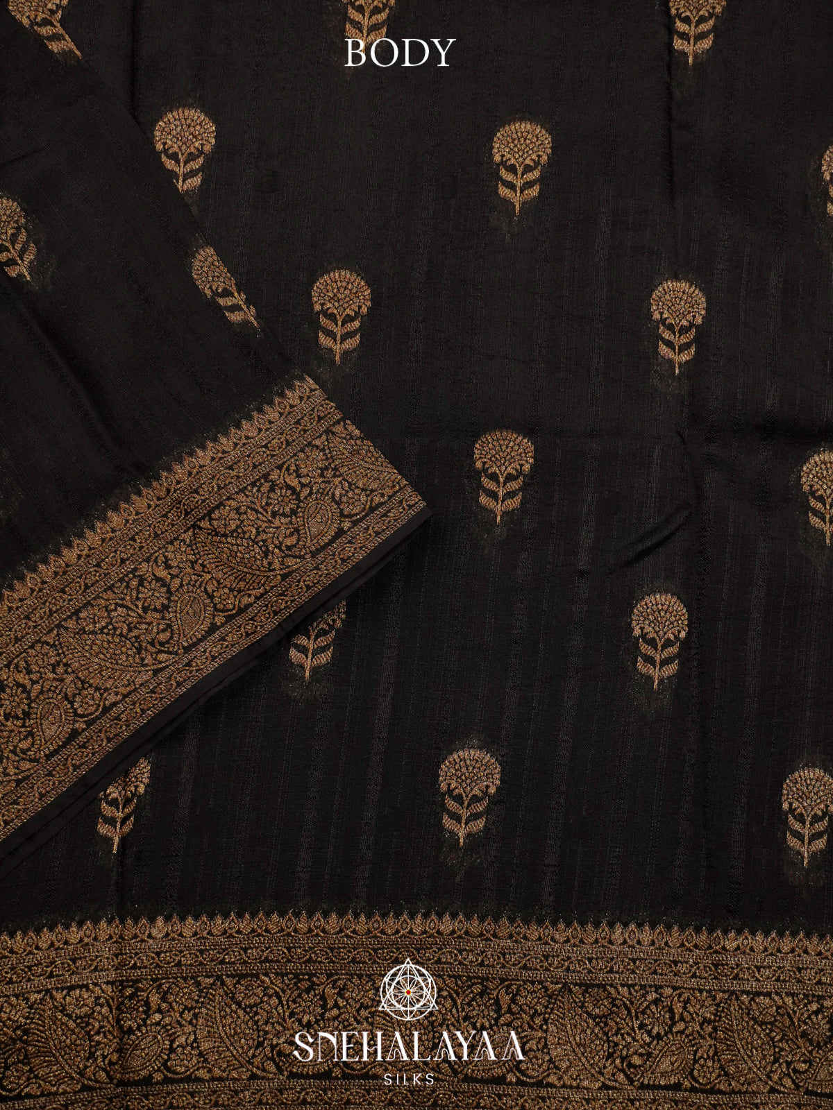 Black Banaras Raw Silk Saree