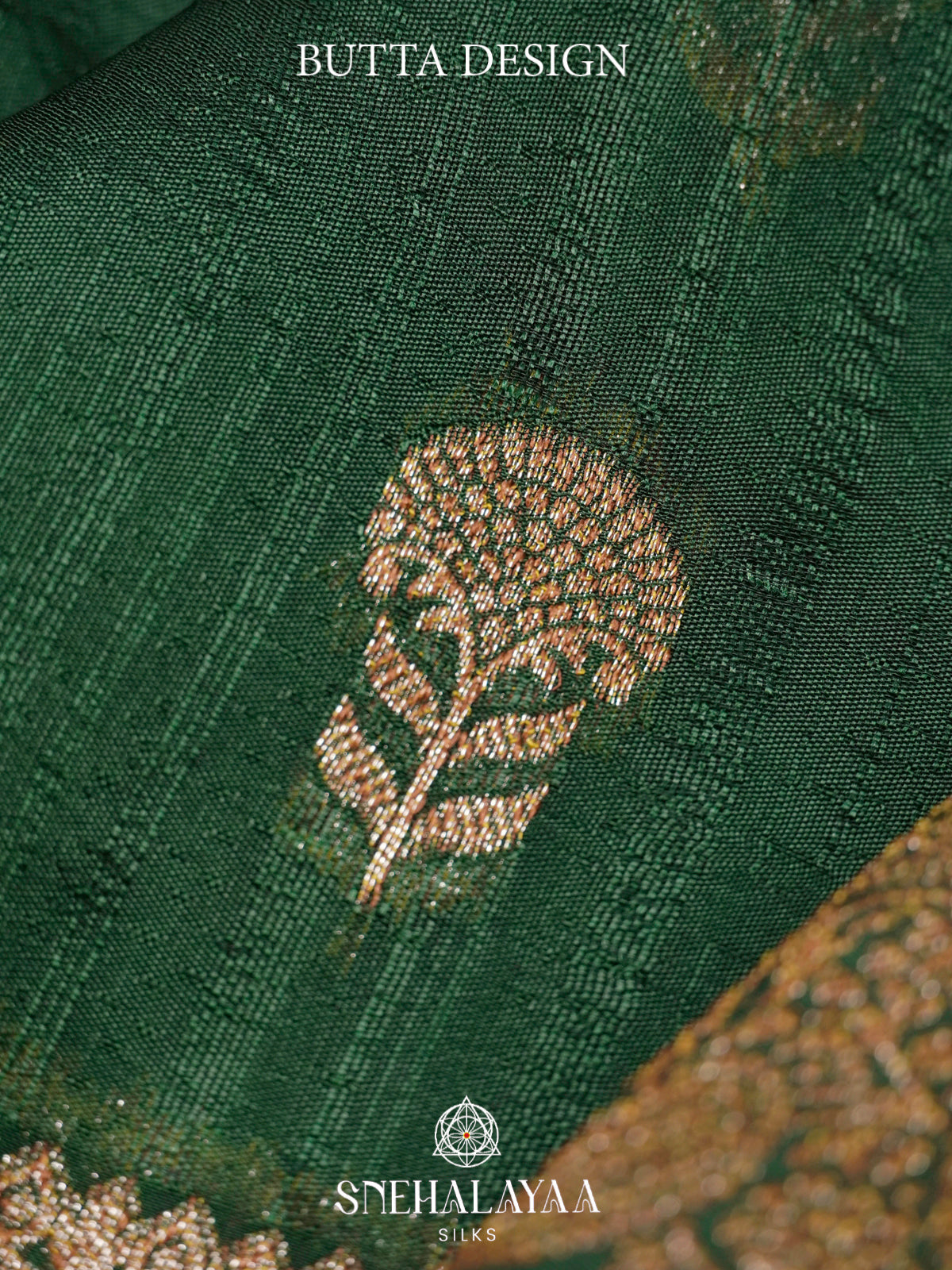 Forest Green Banaras Raw Silk Saree