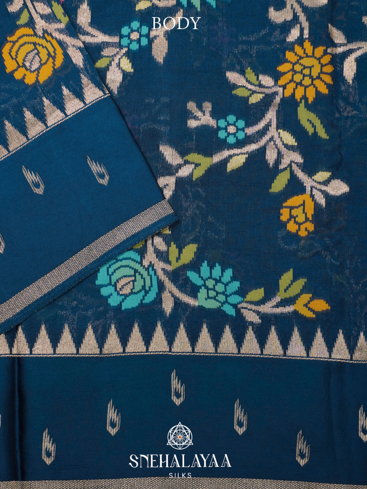 Peacock Blue Banaras Raw Silk Saree