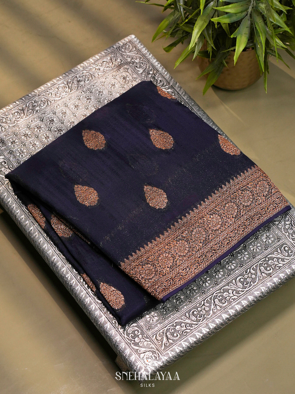 Purple Banaras Raw Silk Saree