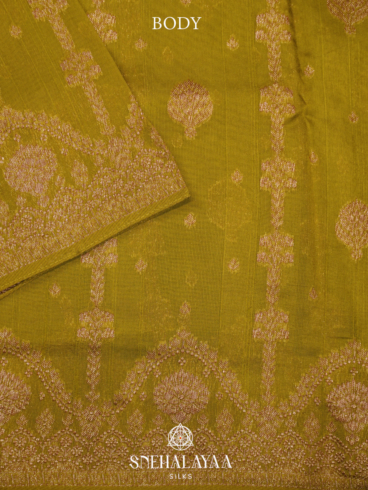 Mahendi Green Banaras Raw Silk Saree