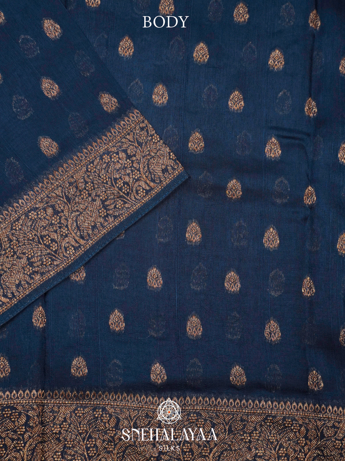 Peacock Blue Banaras Raw Silk Saree