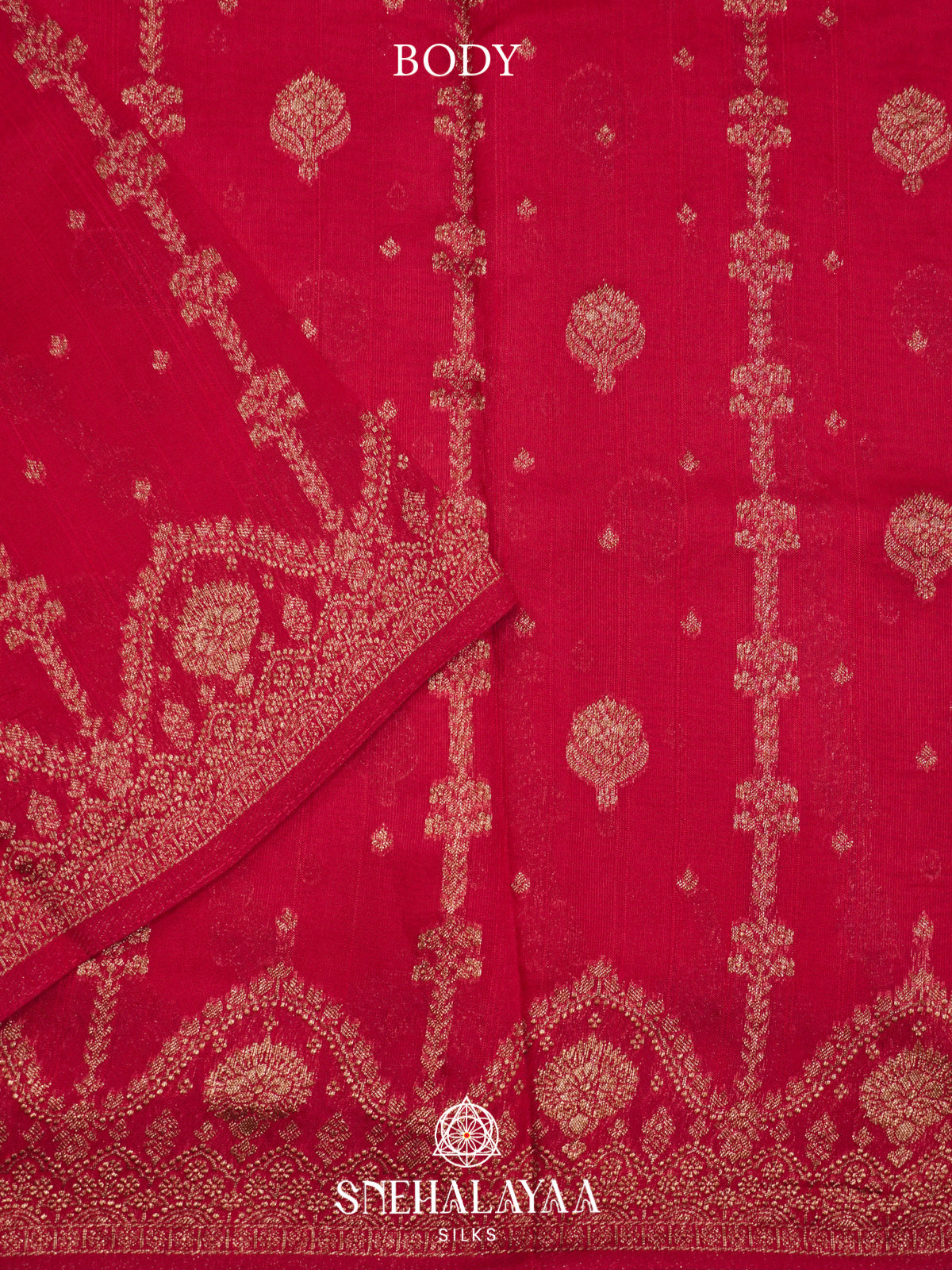 Ruby Red Banaras Raw Silk Saree