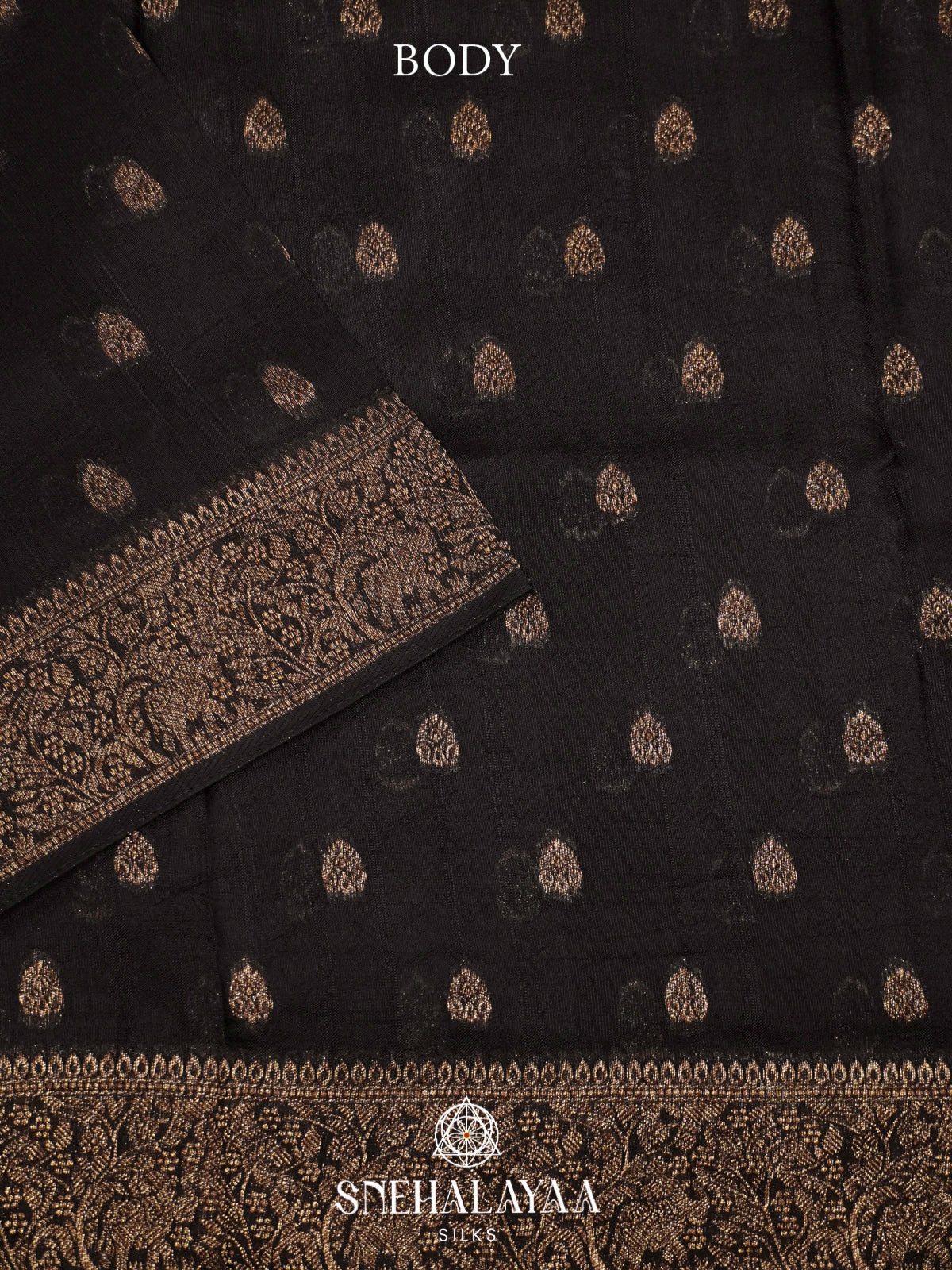 Black Banaras Raw Silk Saree