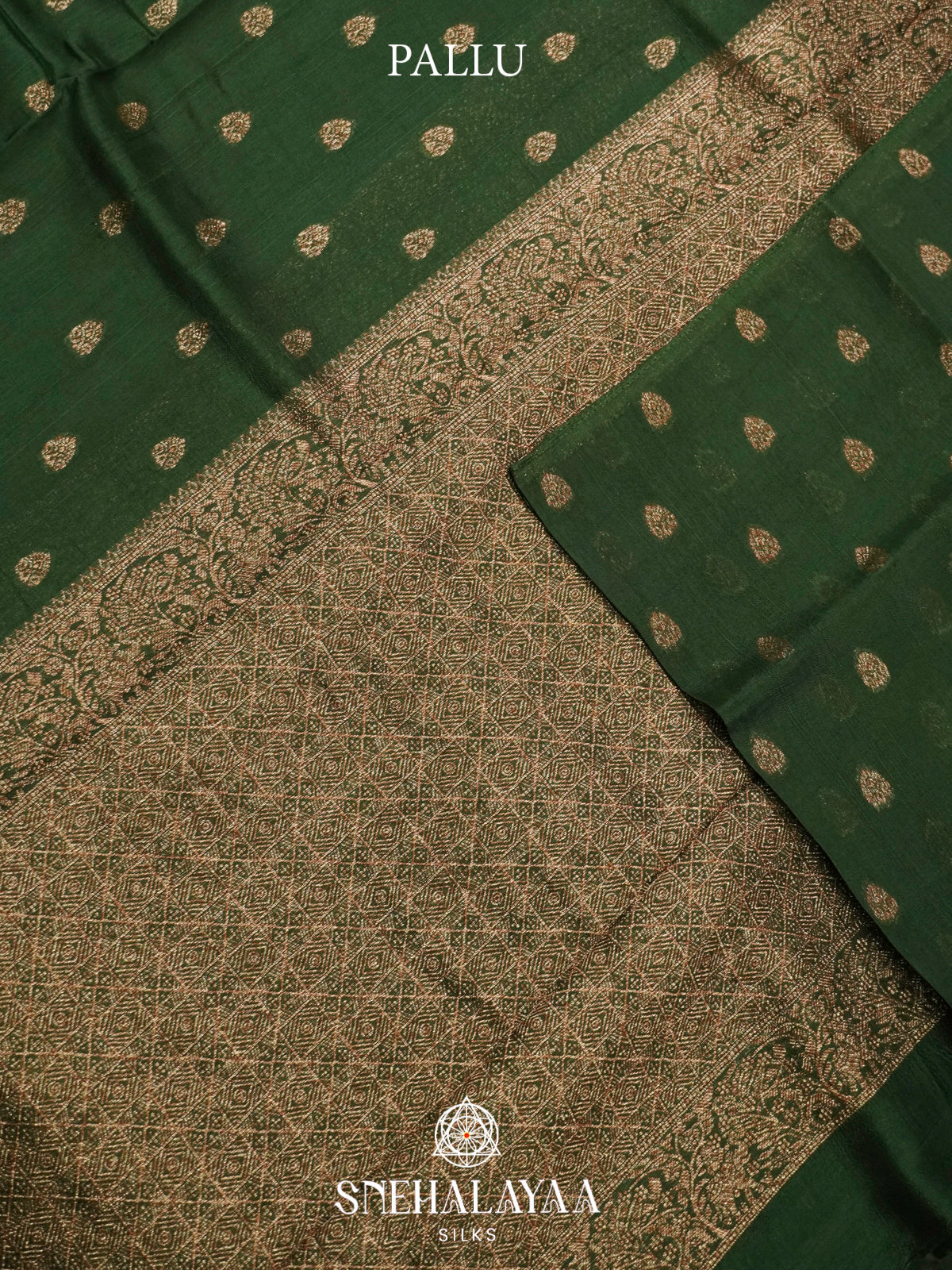 Forest Green Banaras Raw Silk Saree