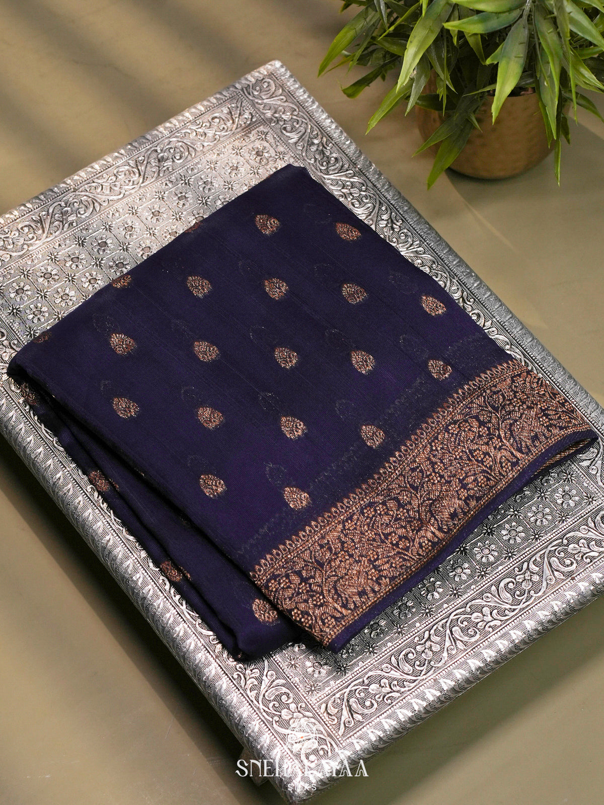 Purple Banaras Raw Silk Saree