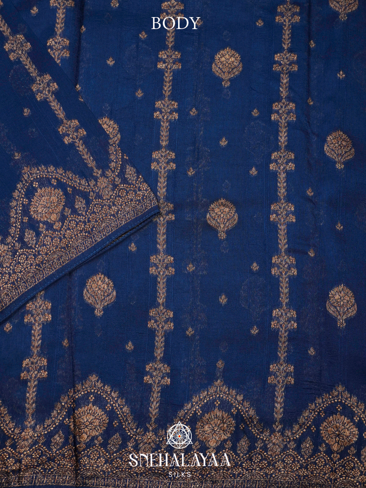 Peacock Blue Banaras Raw Silk Saree