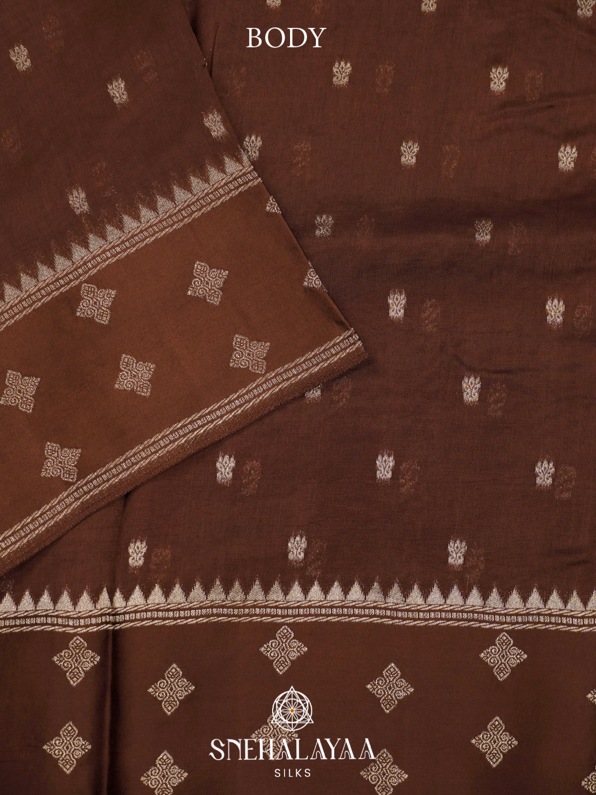 Brown Banaras Raw Silk Saree