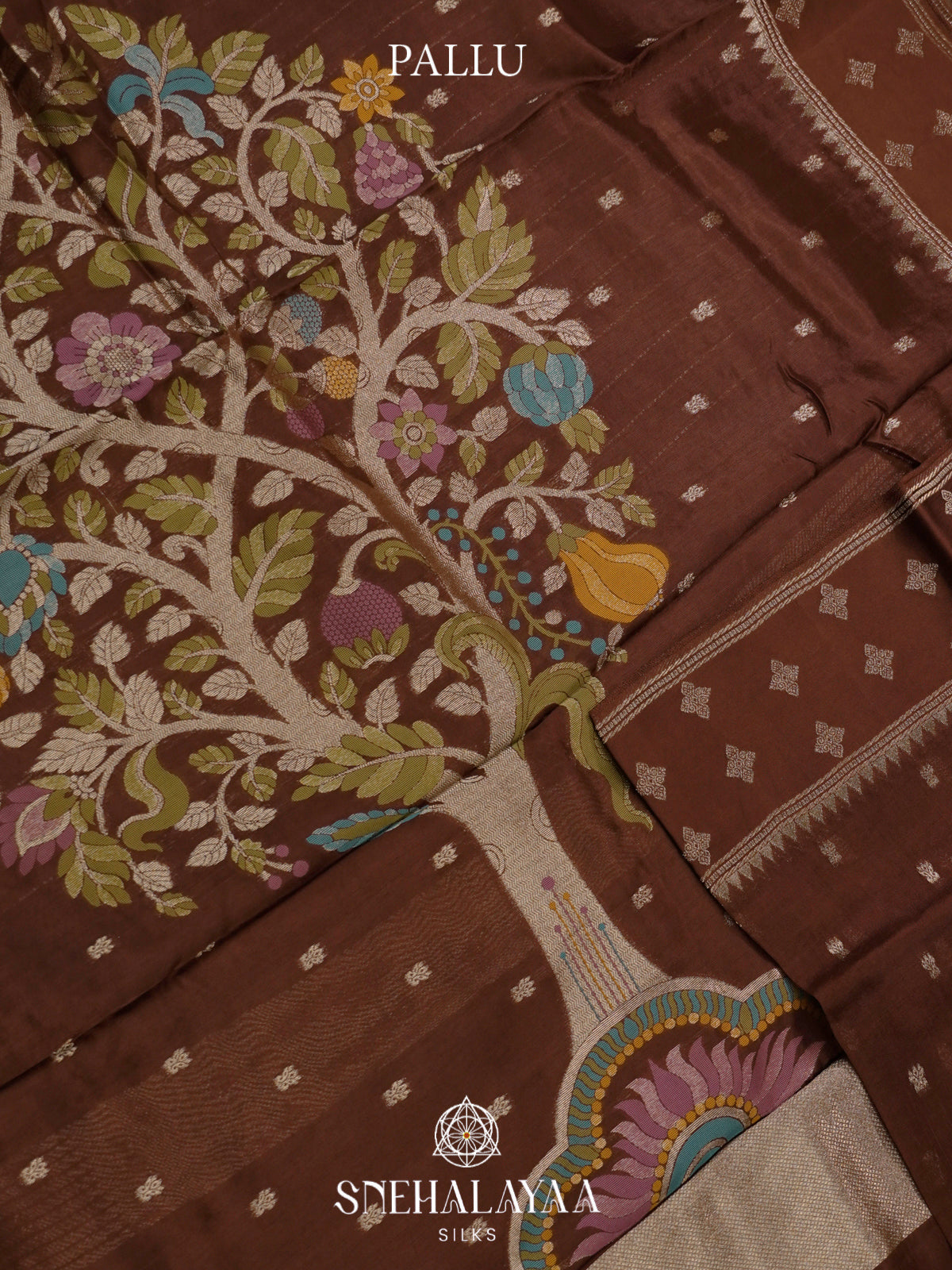 Brown Banaras Raw Silk Saree