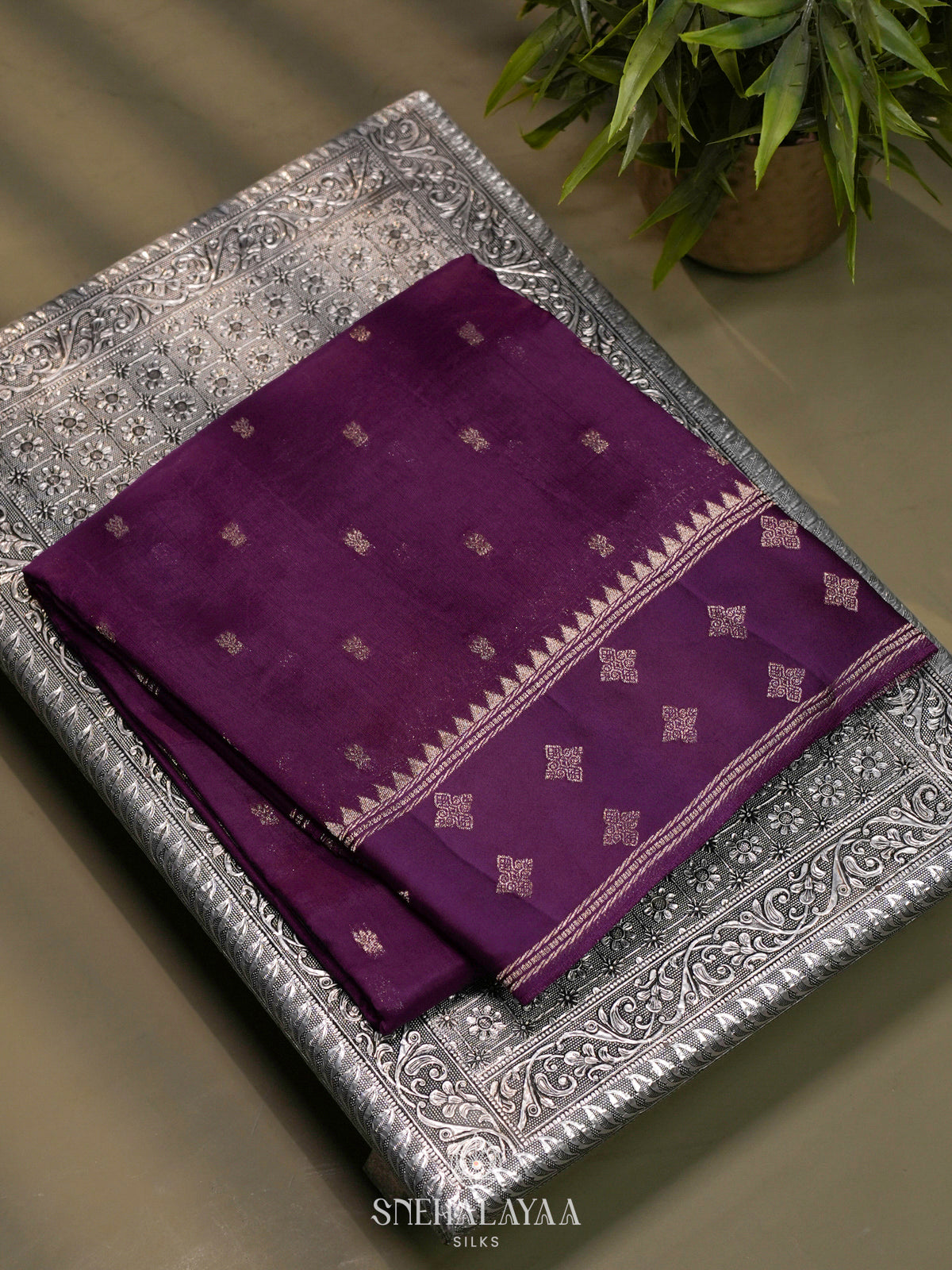 Magenta Banaras Raw Silk Saree