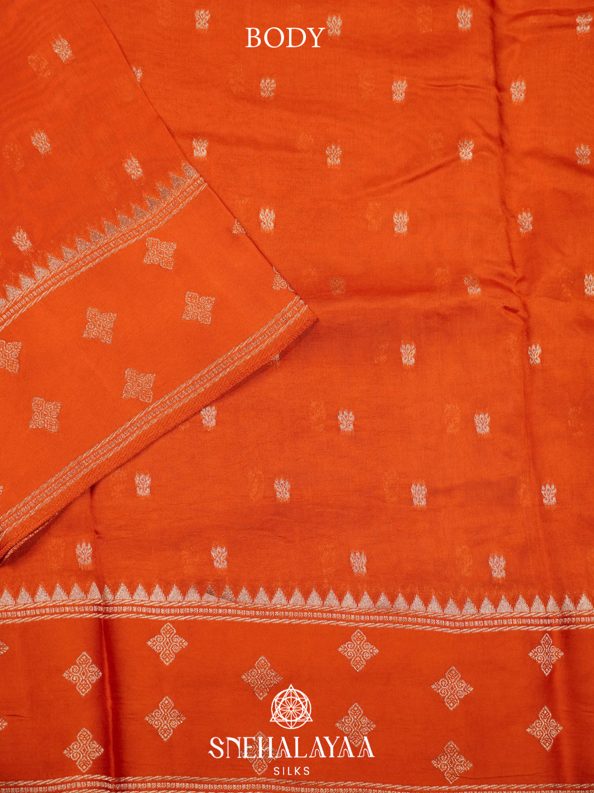 Orange Banaras Raw Silk Saree