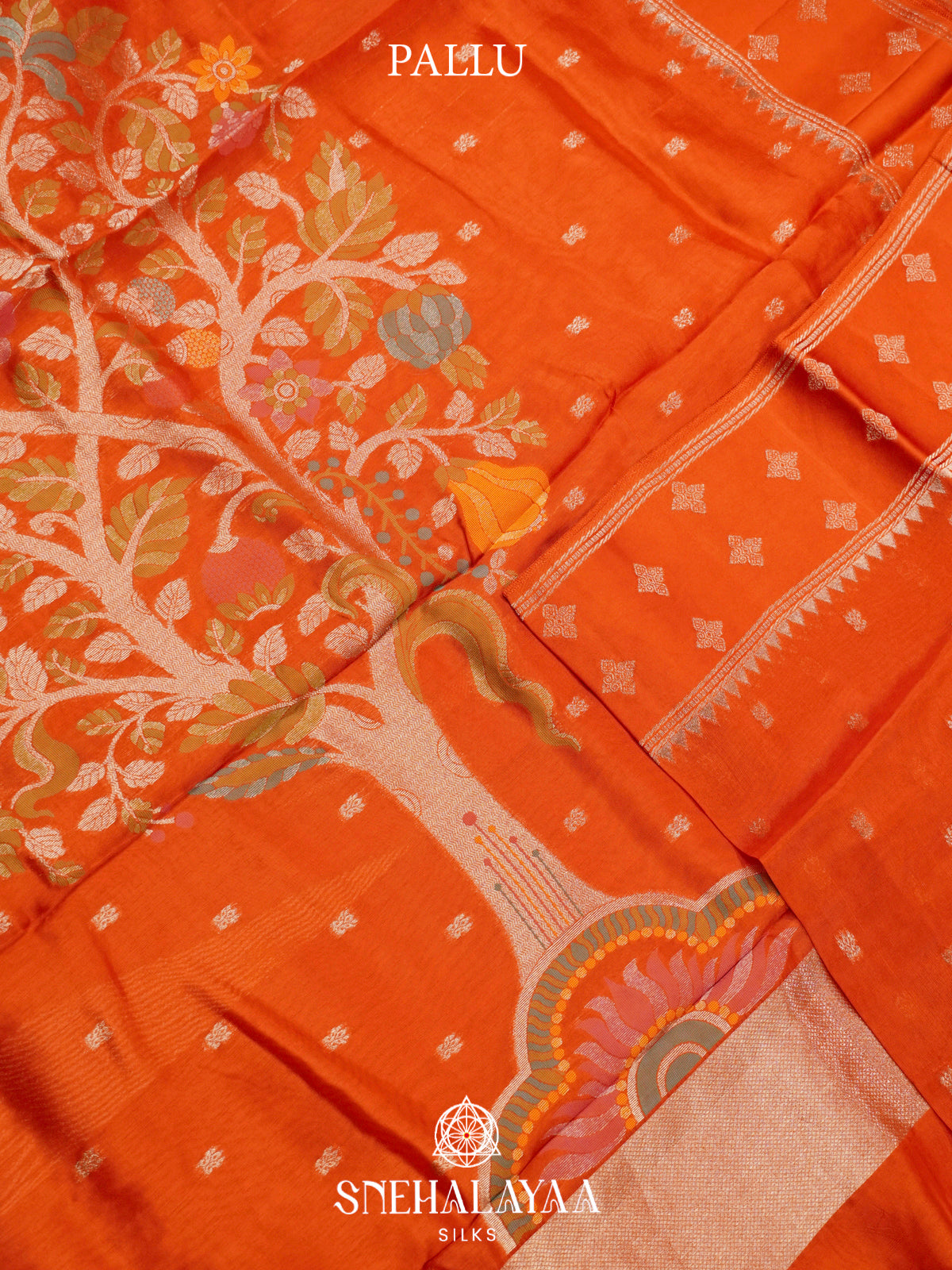 Orange Banaras Raw Silk Saree