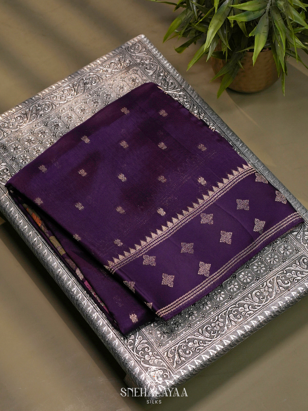 Purple Banaras Raw Silk Saree