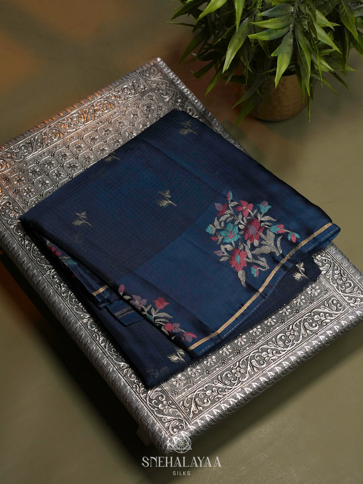 Navy Blue Kota Saree