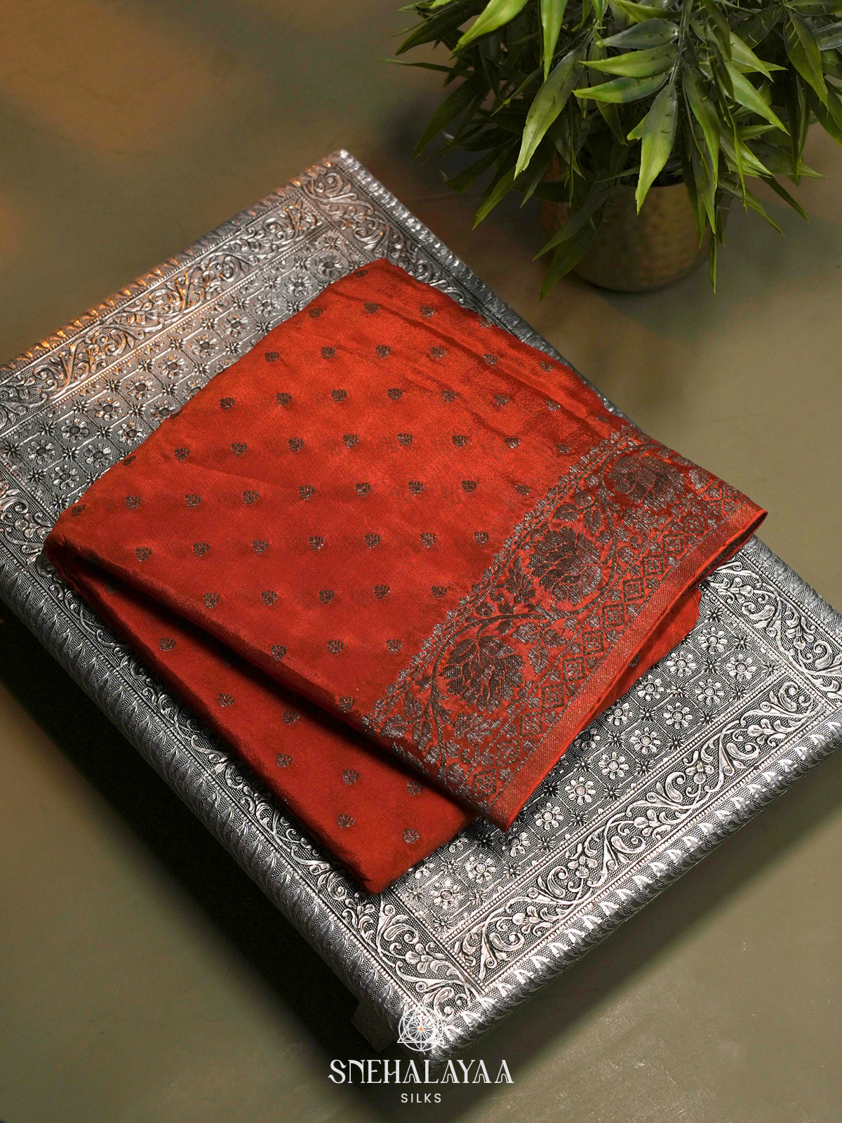 Rust Orange Banaras Saree