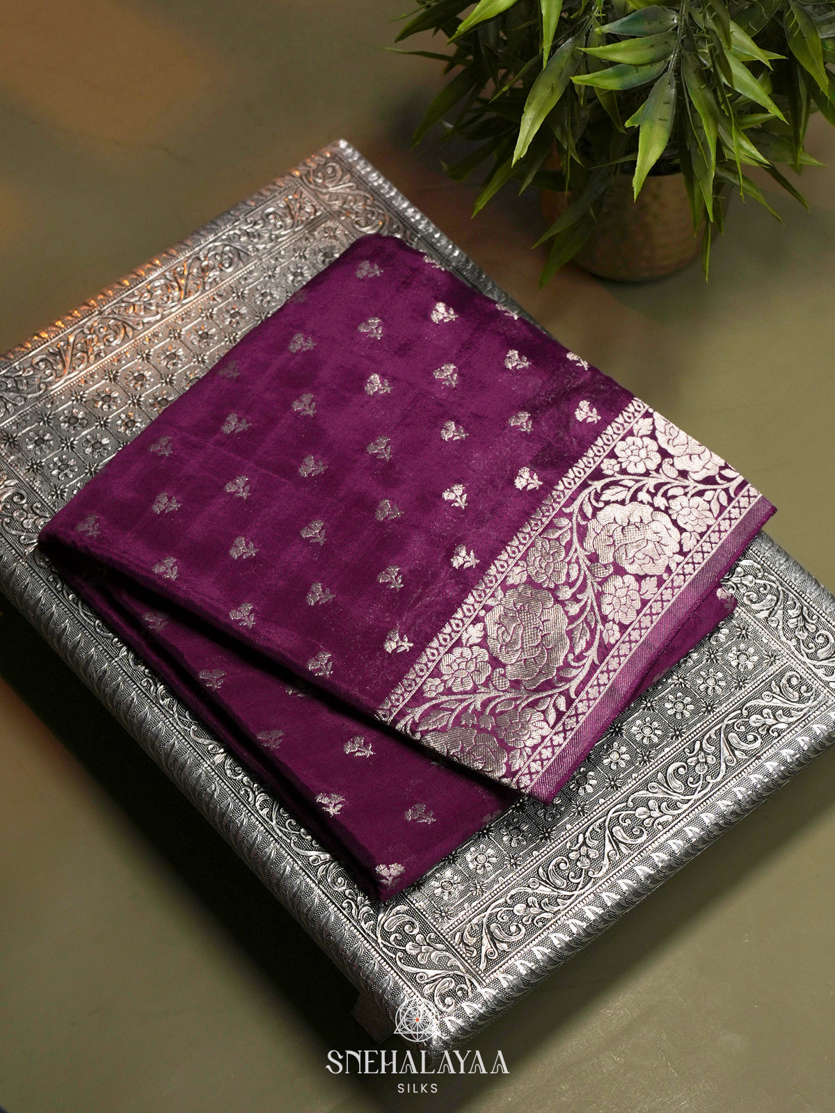Magenta Banaras Saree
