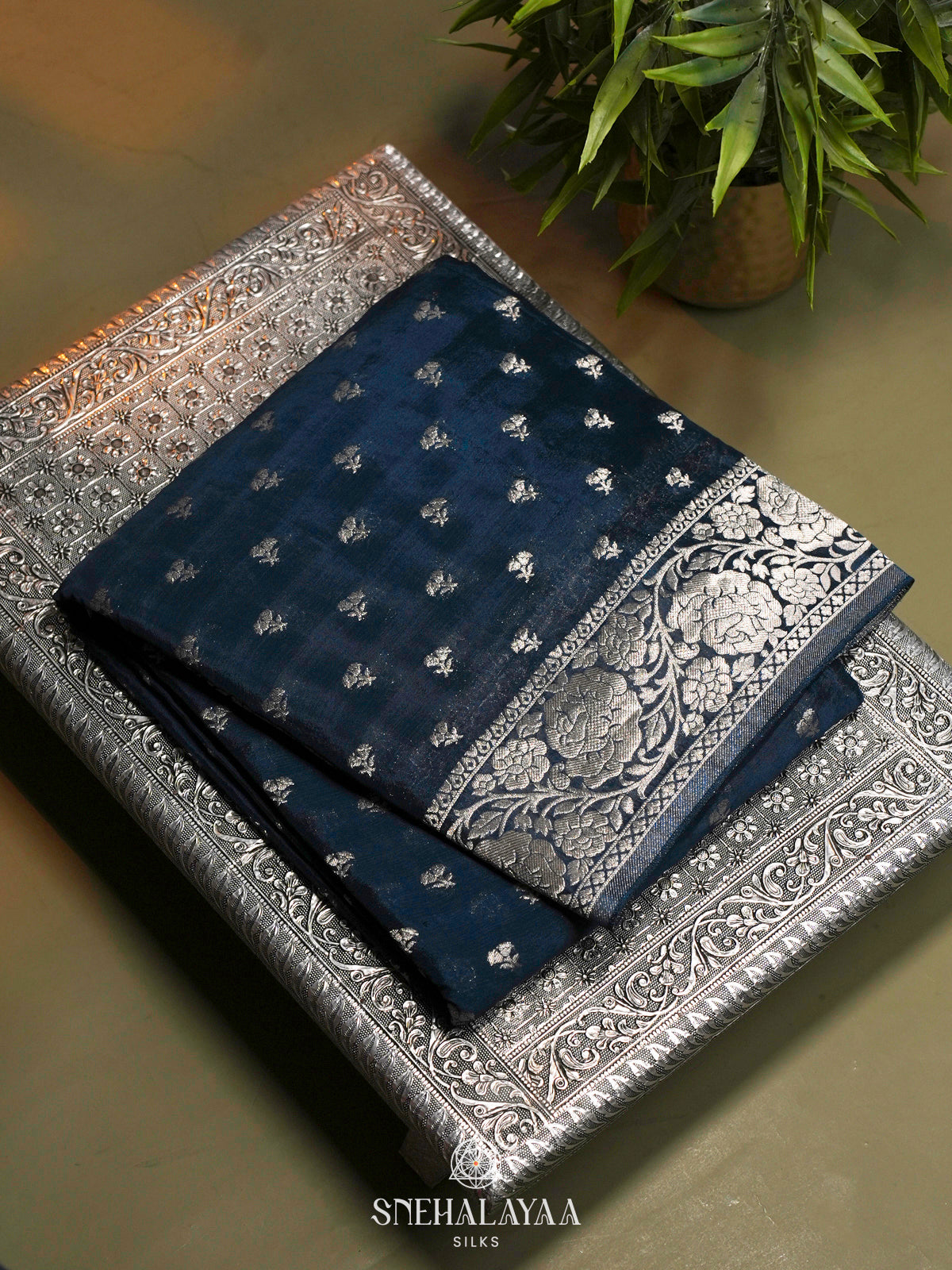 Navy Blue Banaras Saree