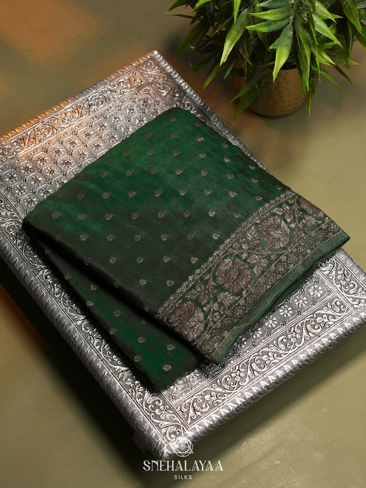 Emerald Green Banaras Saree