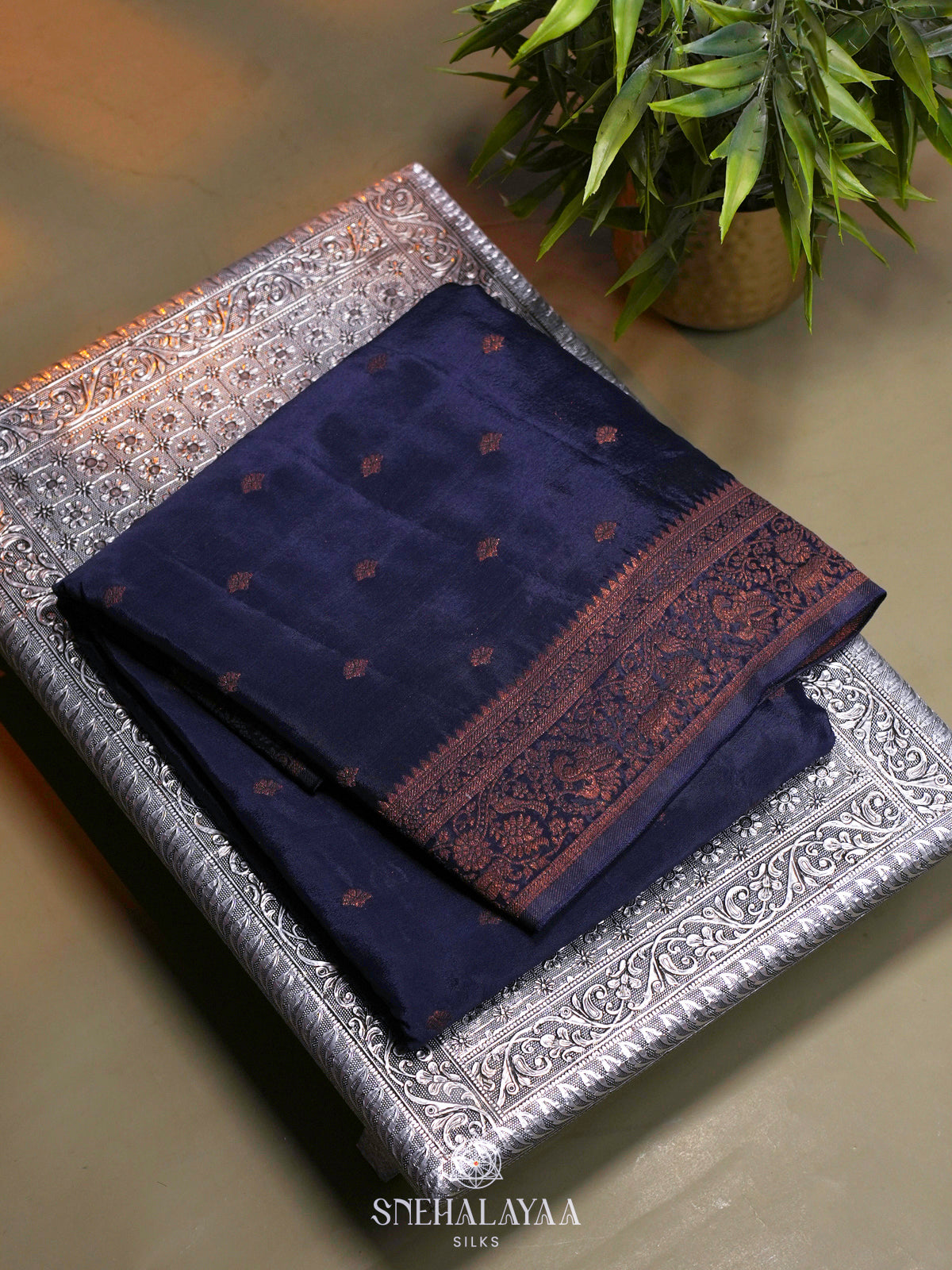 Navy Blue Banaras Saree