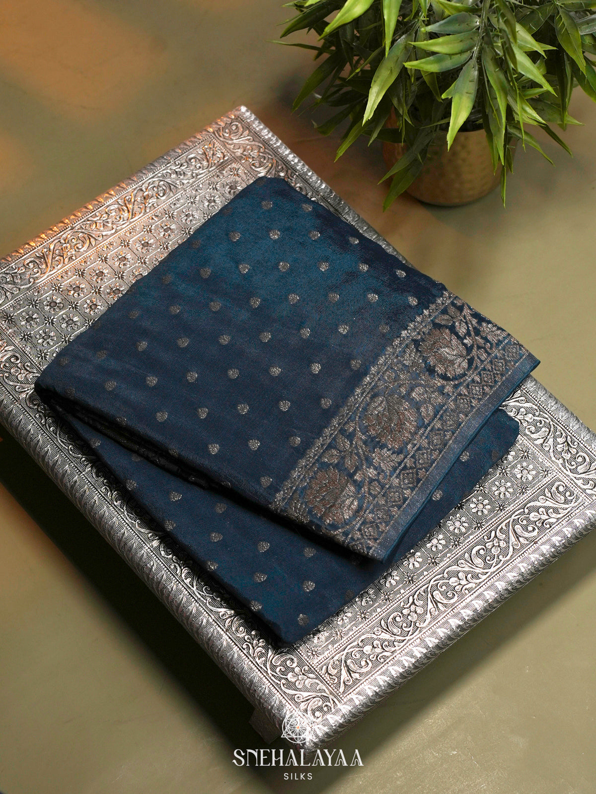 Peacock Blue Banaras Saree