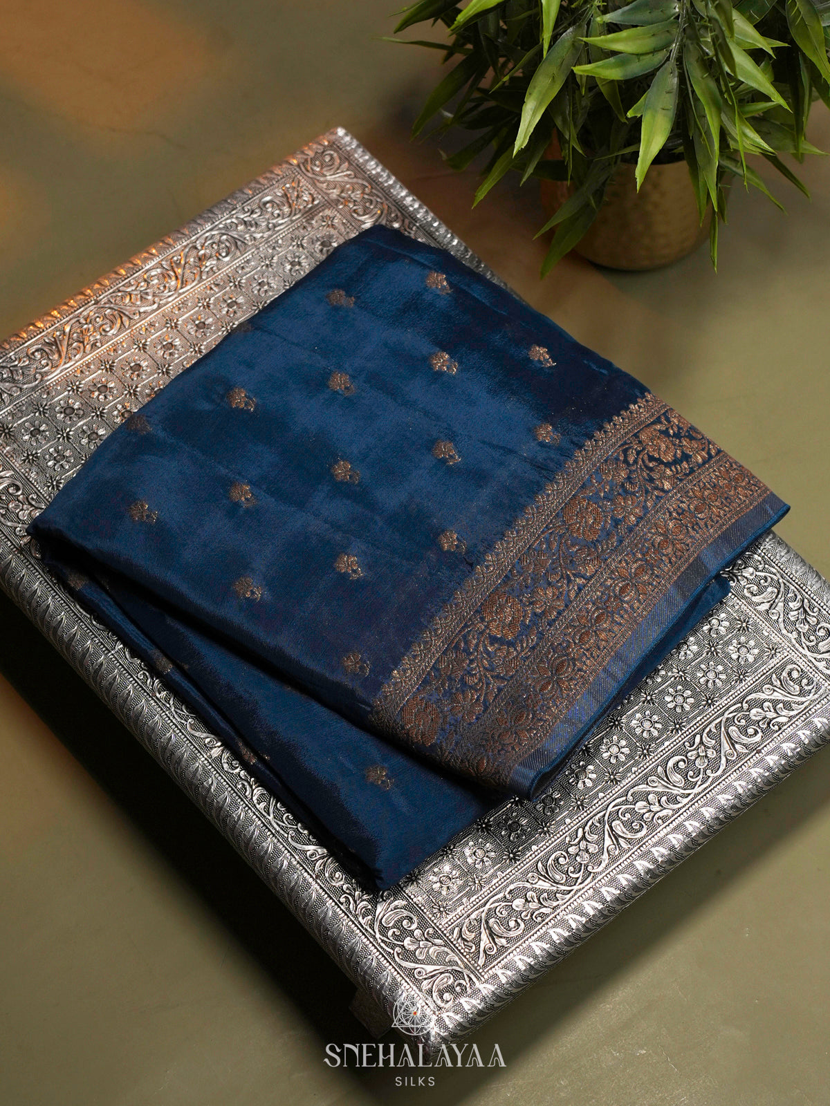 Peacock Blue Banaras Saree