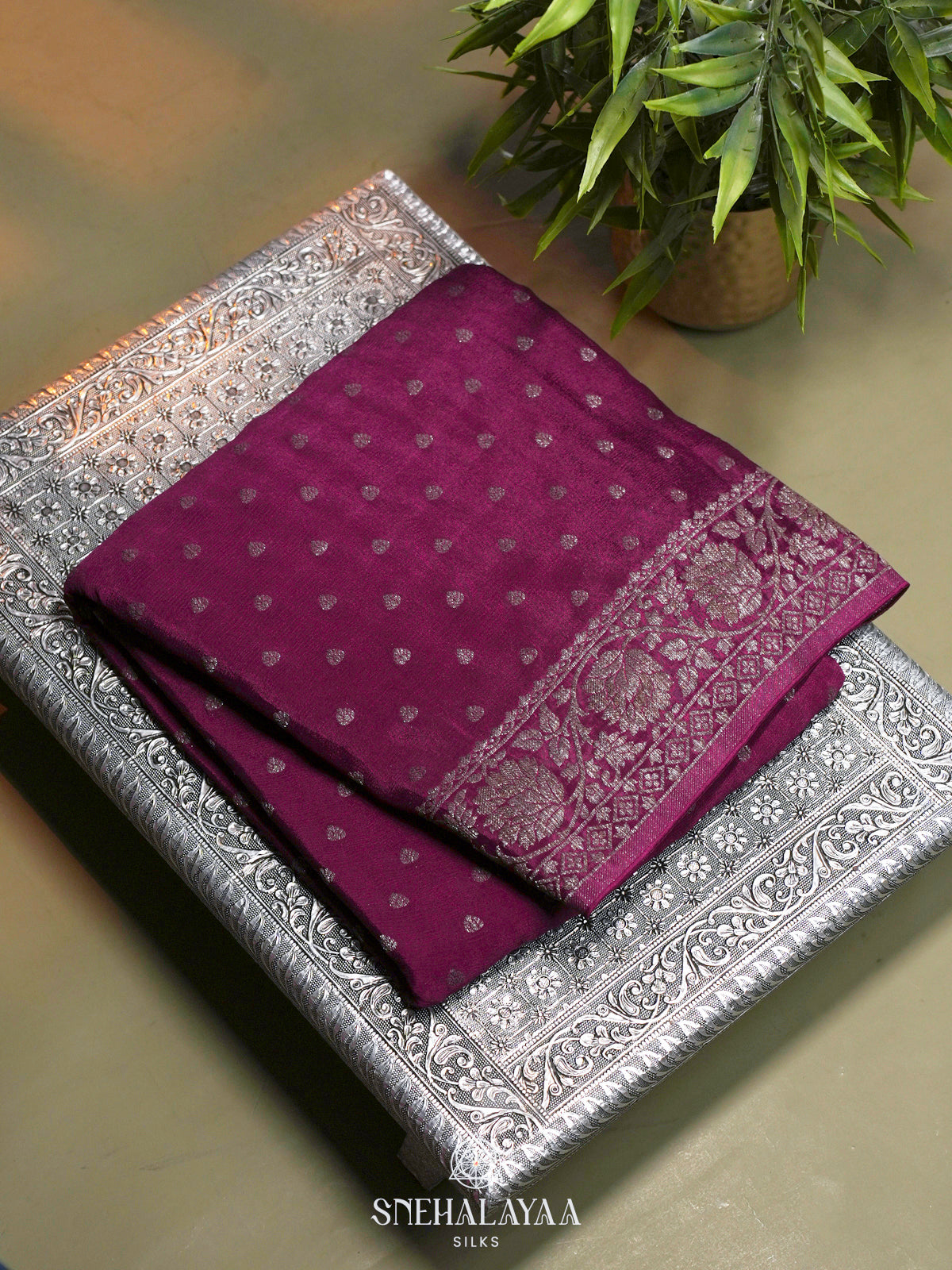Magenta Pink Banaras Saree