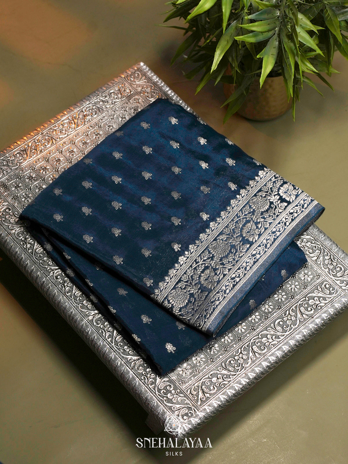 Peacock Blue Banaras Saree