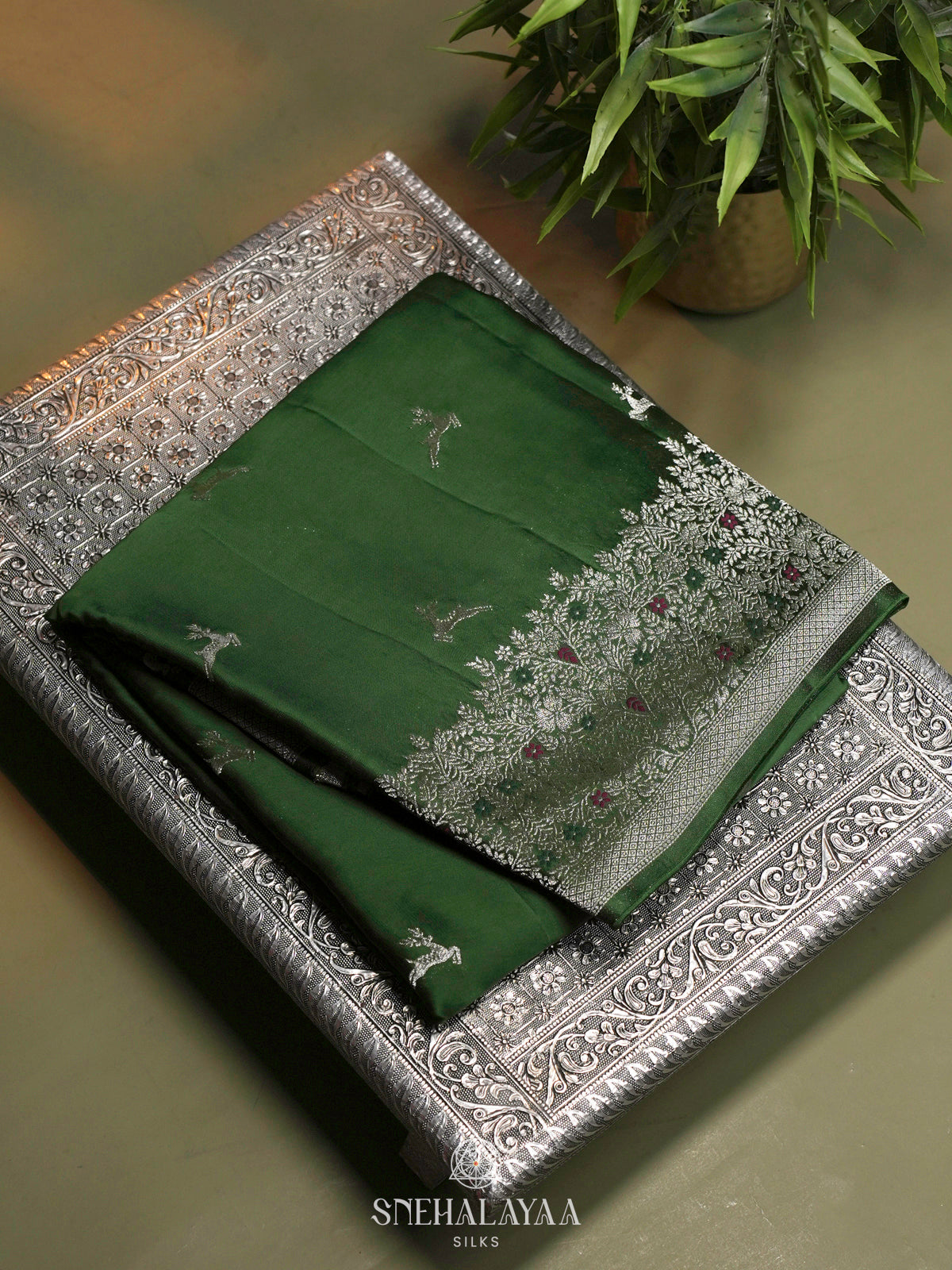 Forest Green Banaras Saree