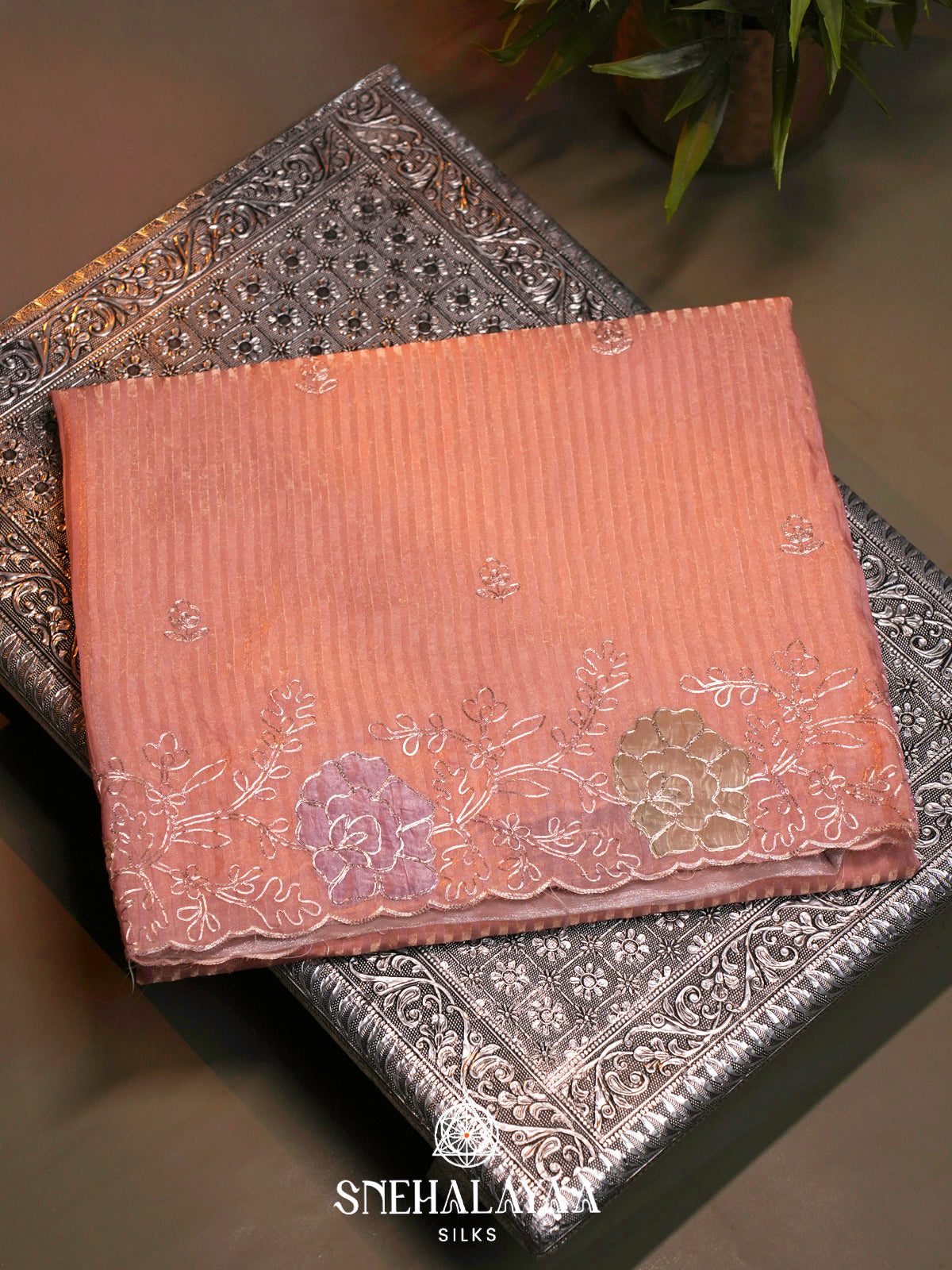 Peach  Designer Saree