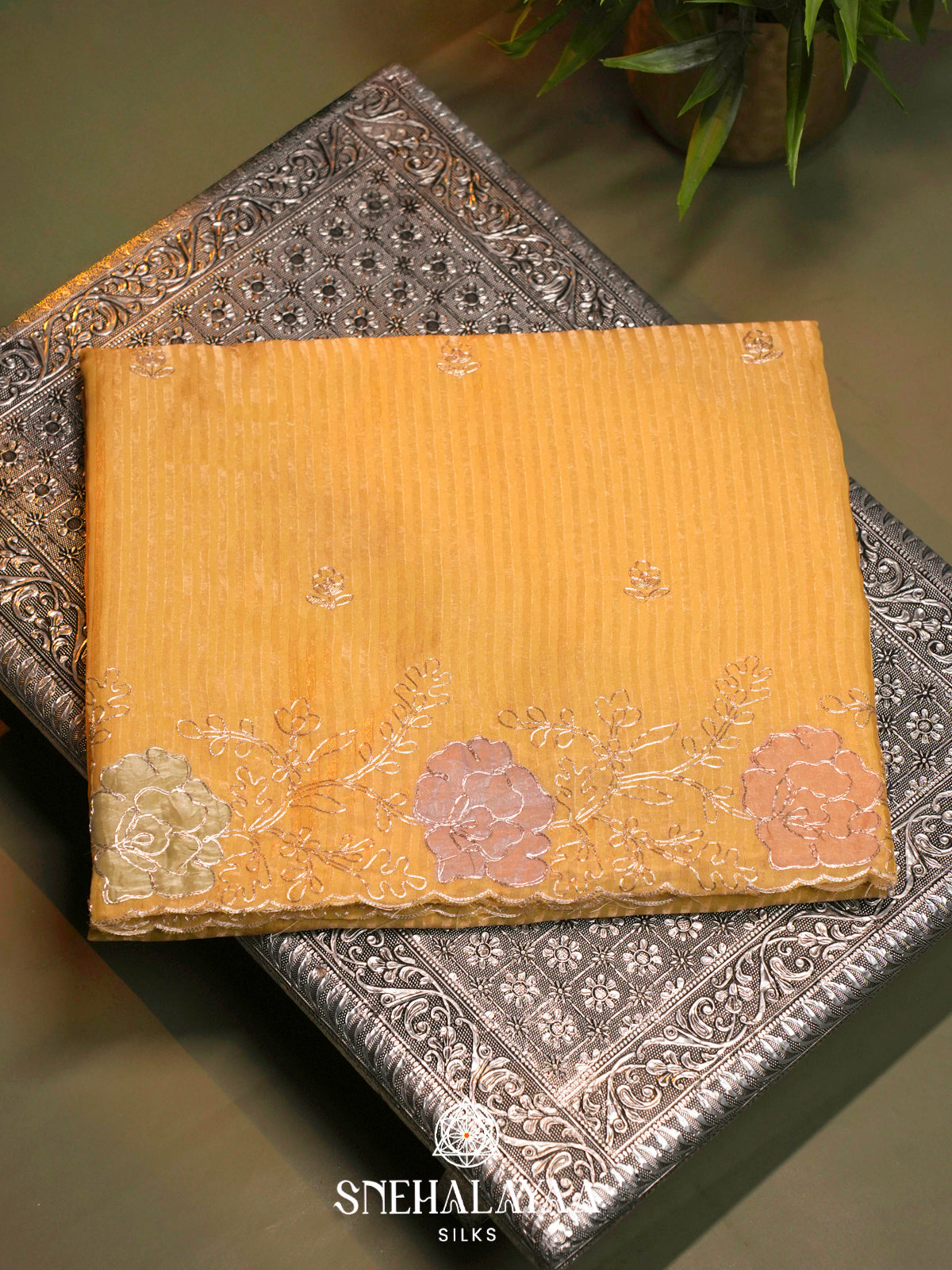 Mango Yellow  Designer Saree