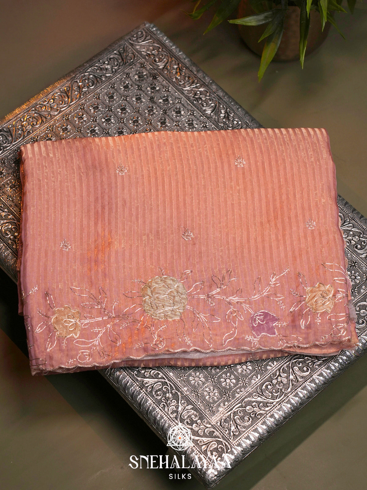 Peach  Designer Saree