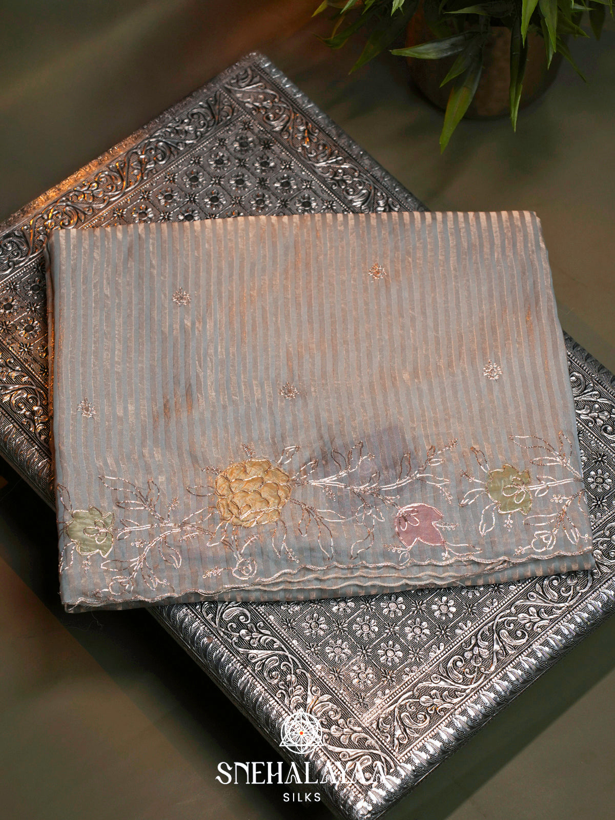 Grey  Designer Saree