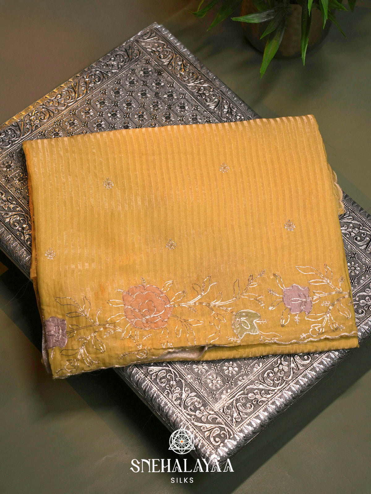 Mango Yellow  Designer Saree