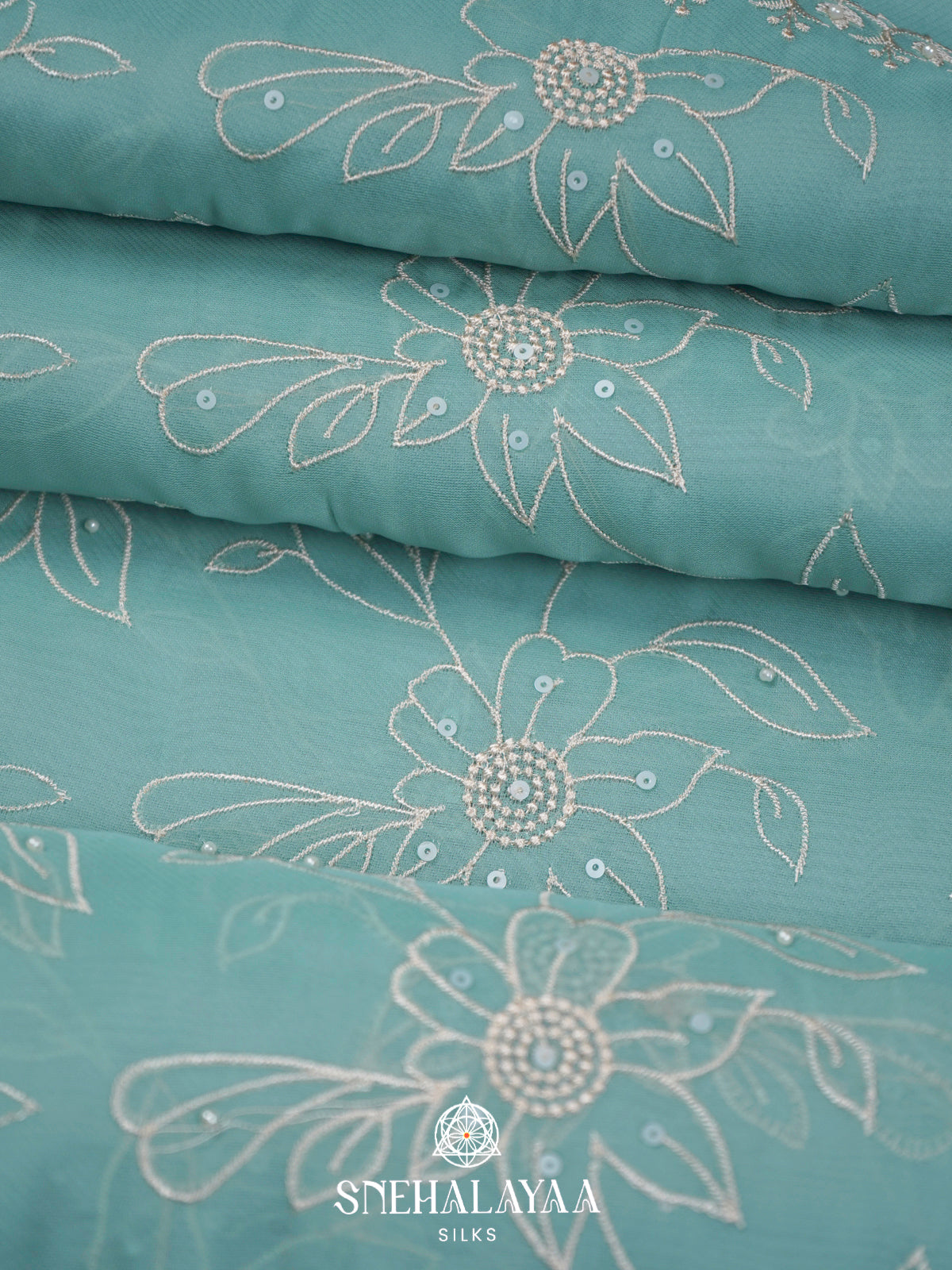 Mint Blue  Designer Saree