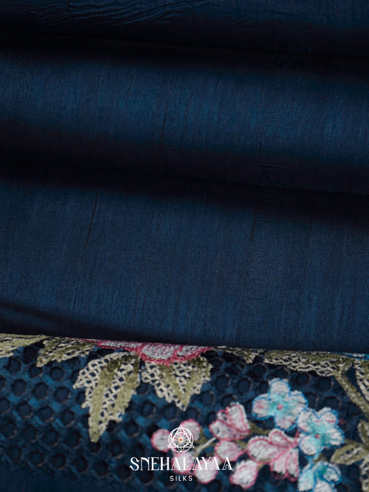 Midnight Blue  Raw Silk Saree