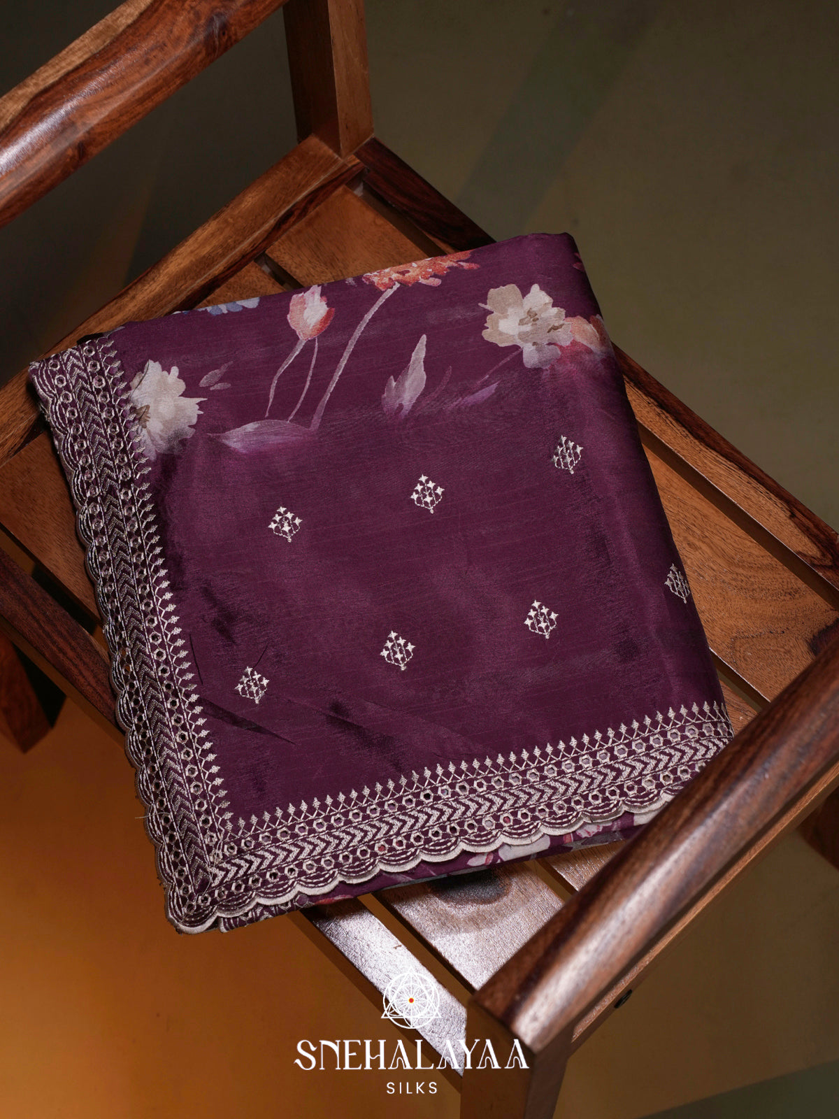 Wine  Tussar Saree